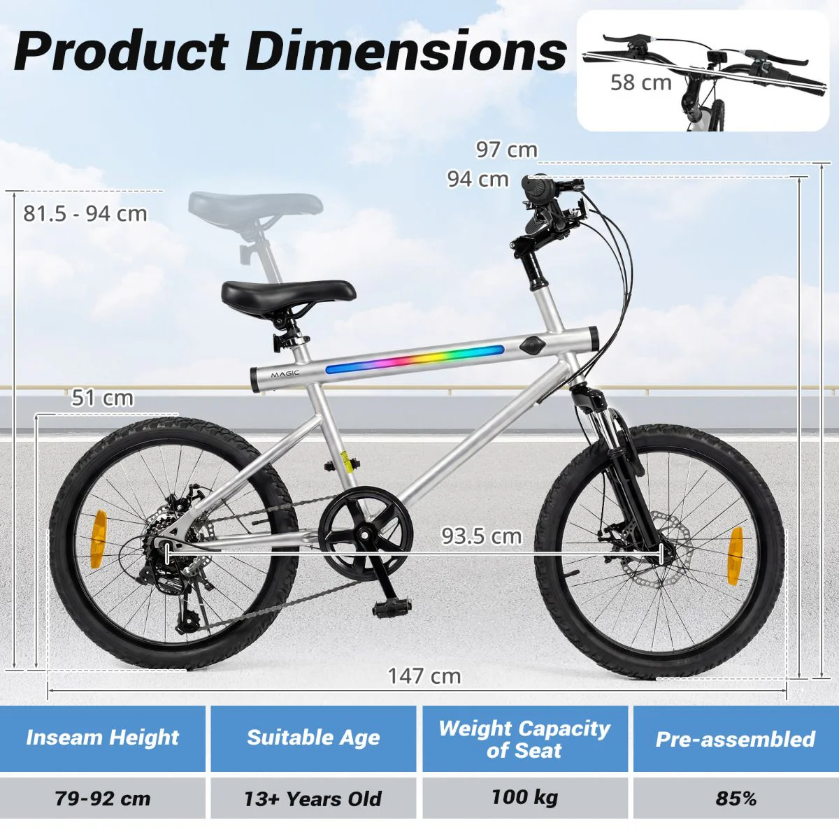 6-Speed Commuter Bicycle with Stereo Speakers and 2 Disc Brakes - Image 3