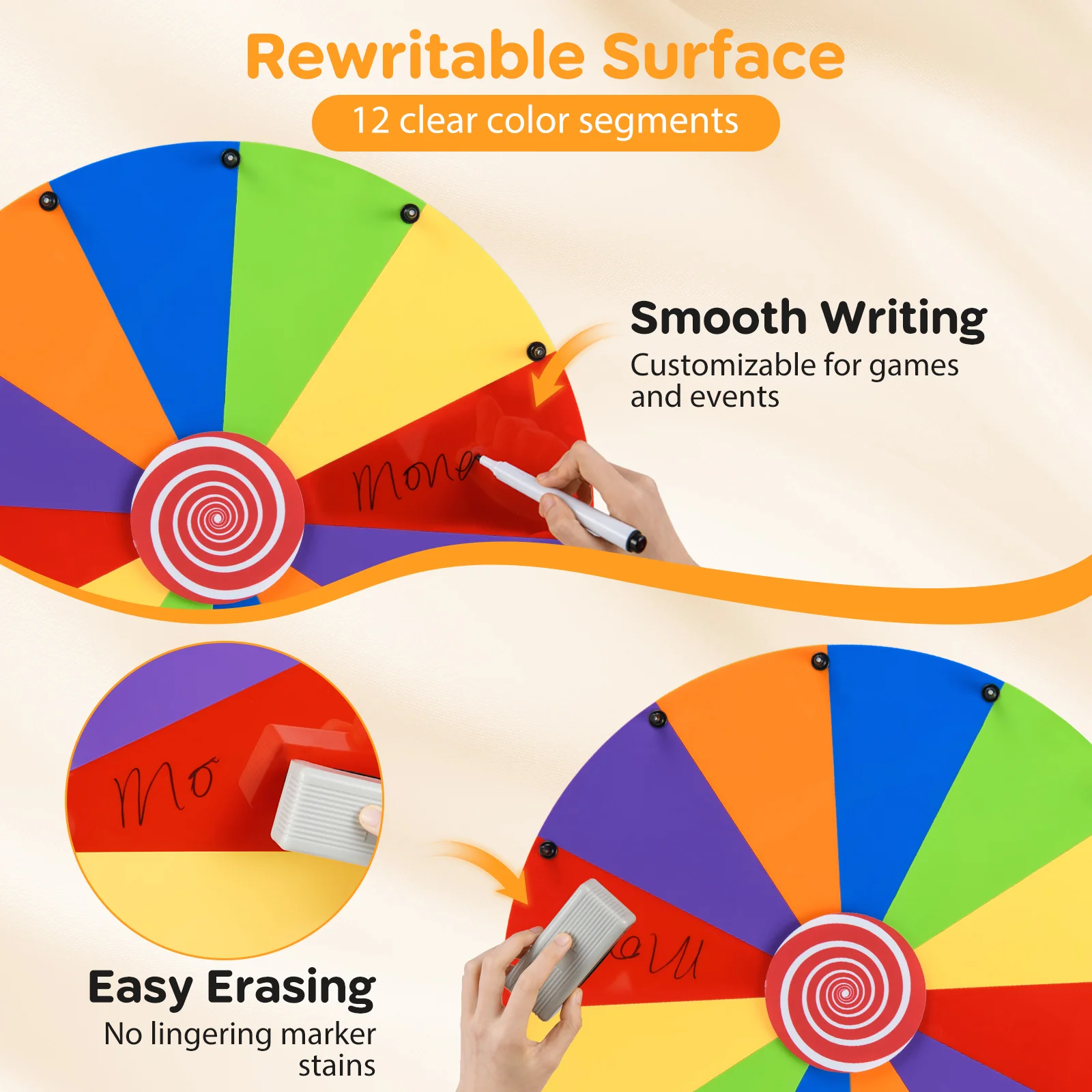 60cm Tabletop Prize Wheel Heavy Duty Spinning Wheel with Stand - Image 5