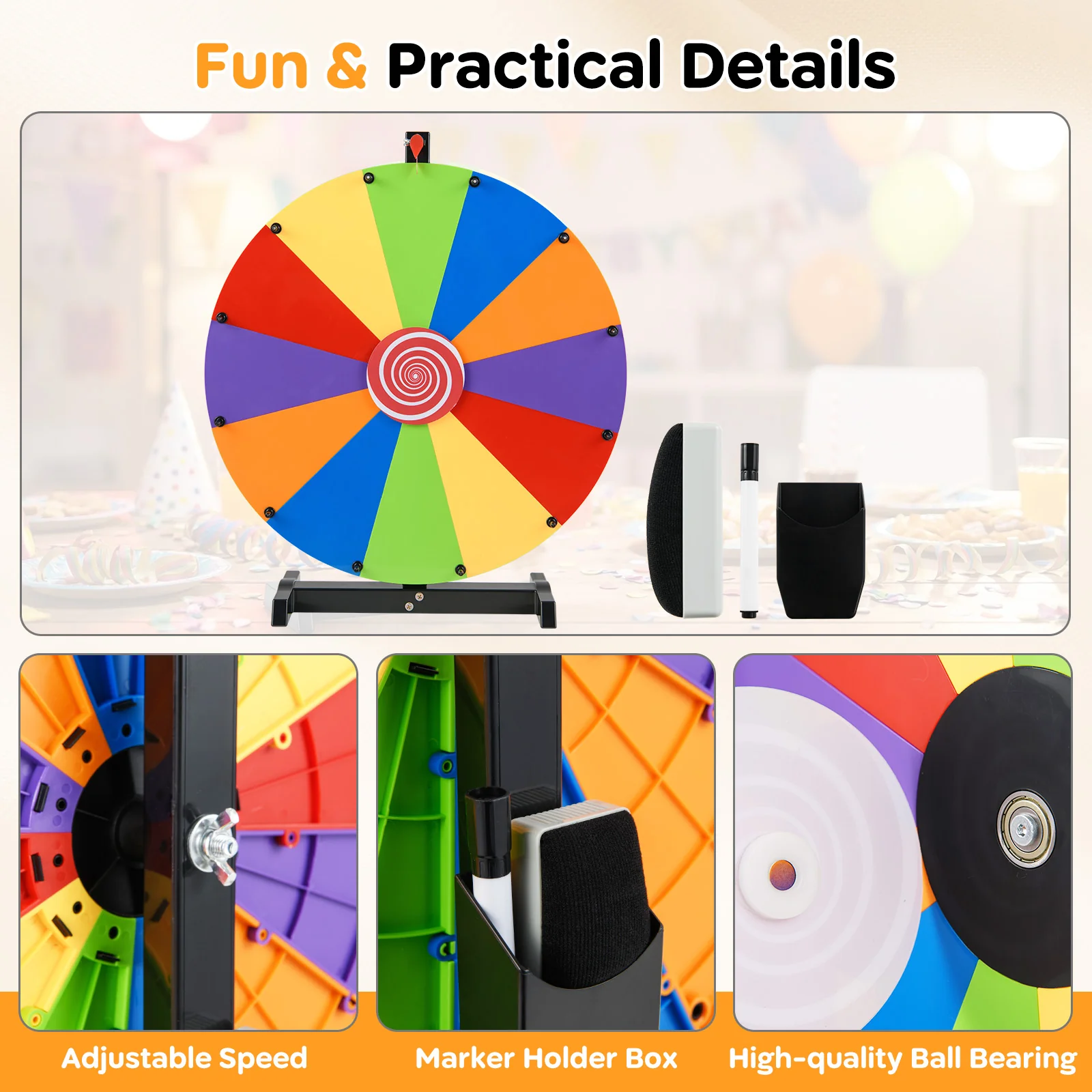 60cm Tabletop Prize Wheel Heavy Duty Spinning Wheel with Stand - Image 7
