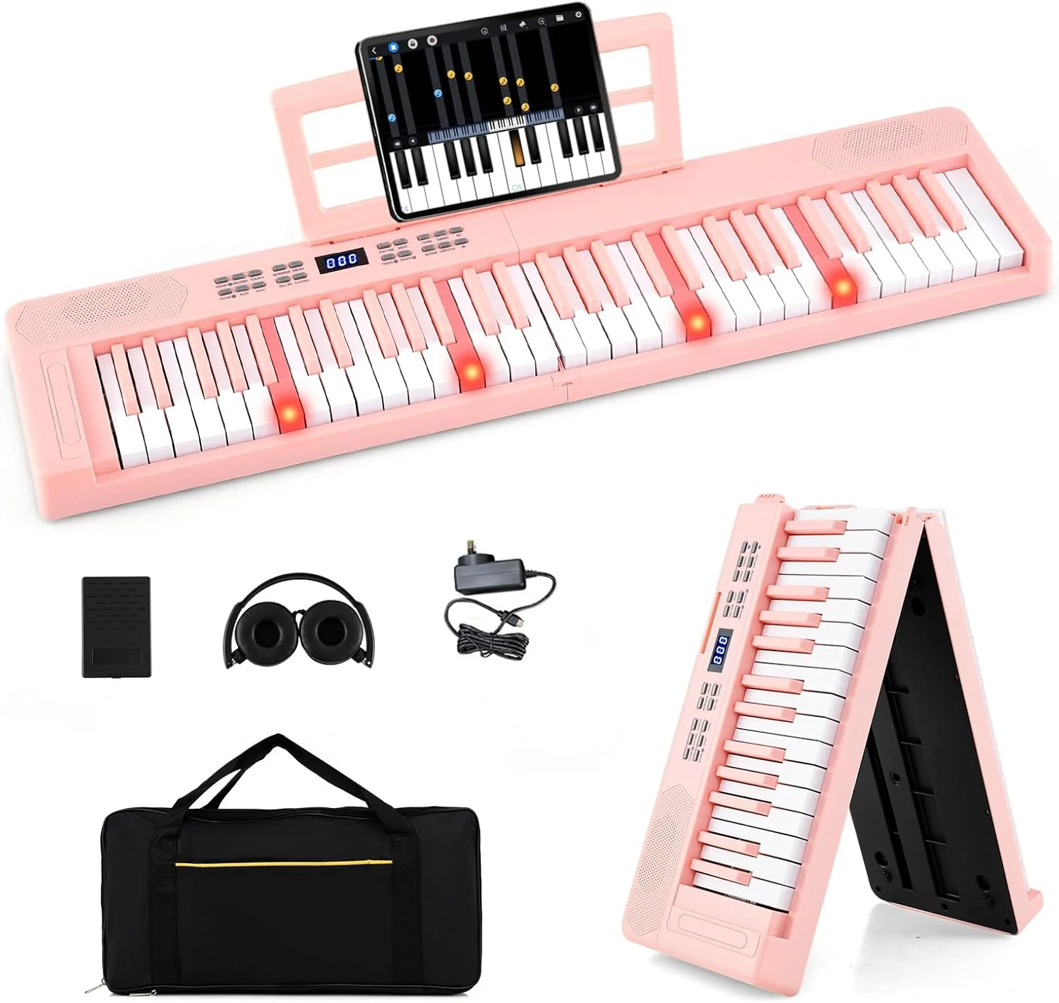 61-Key Foldable Piano Keyboard, Full-size Electronic Keyboard w/MIDI & Split Function - Image 10
