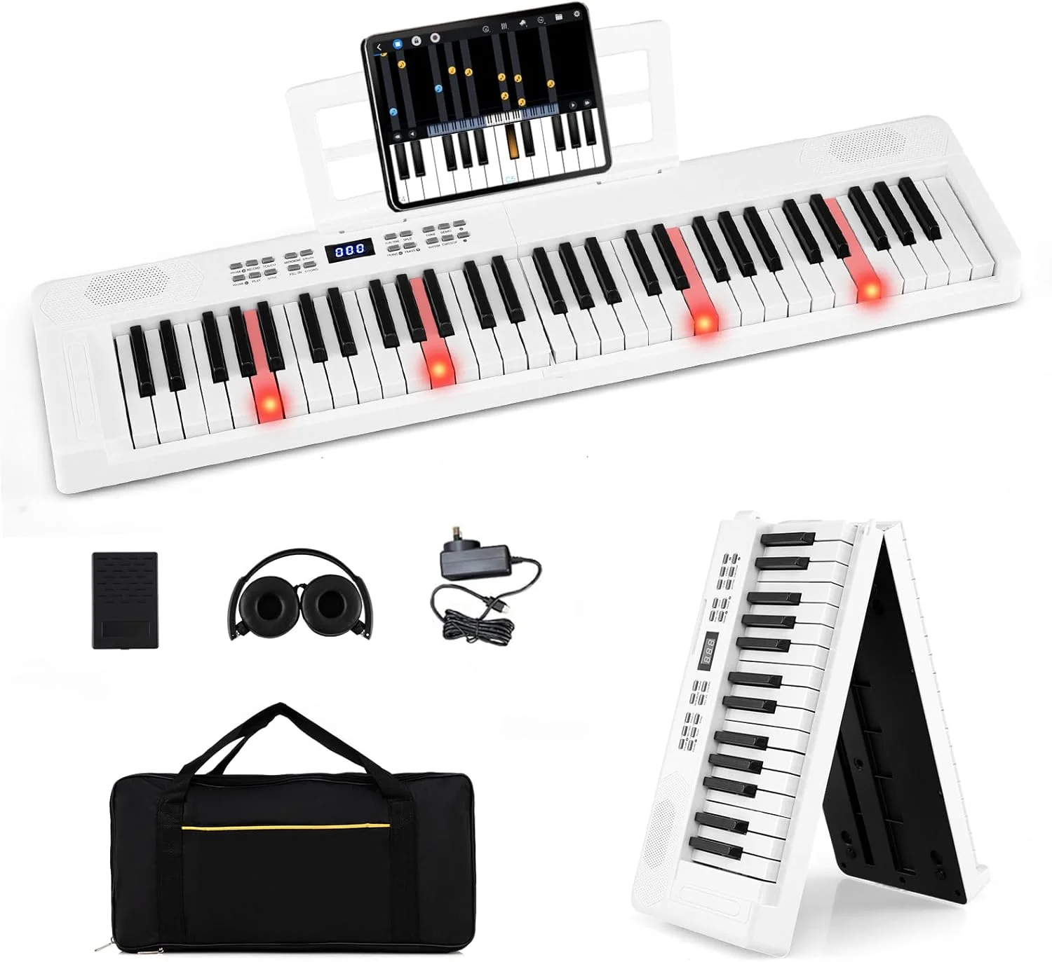 61-Key Foldable Piano Keyboard, Full-size Electronic Keyboard w/MIDI & Split Function - Image 11