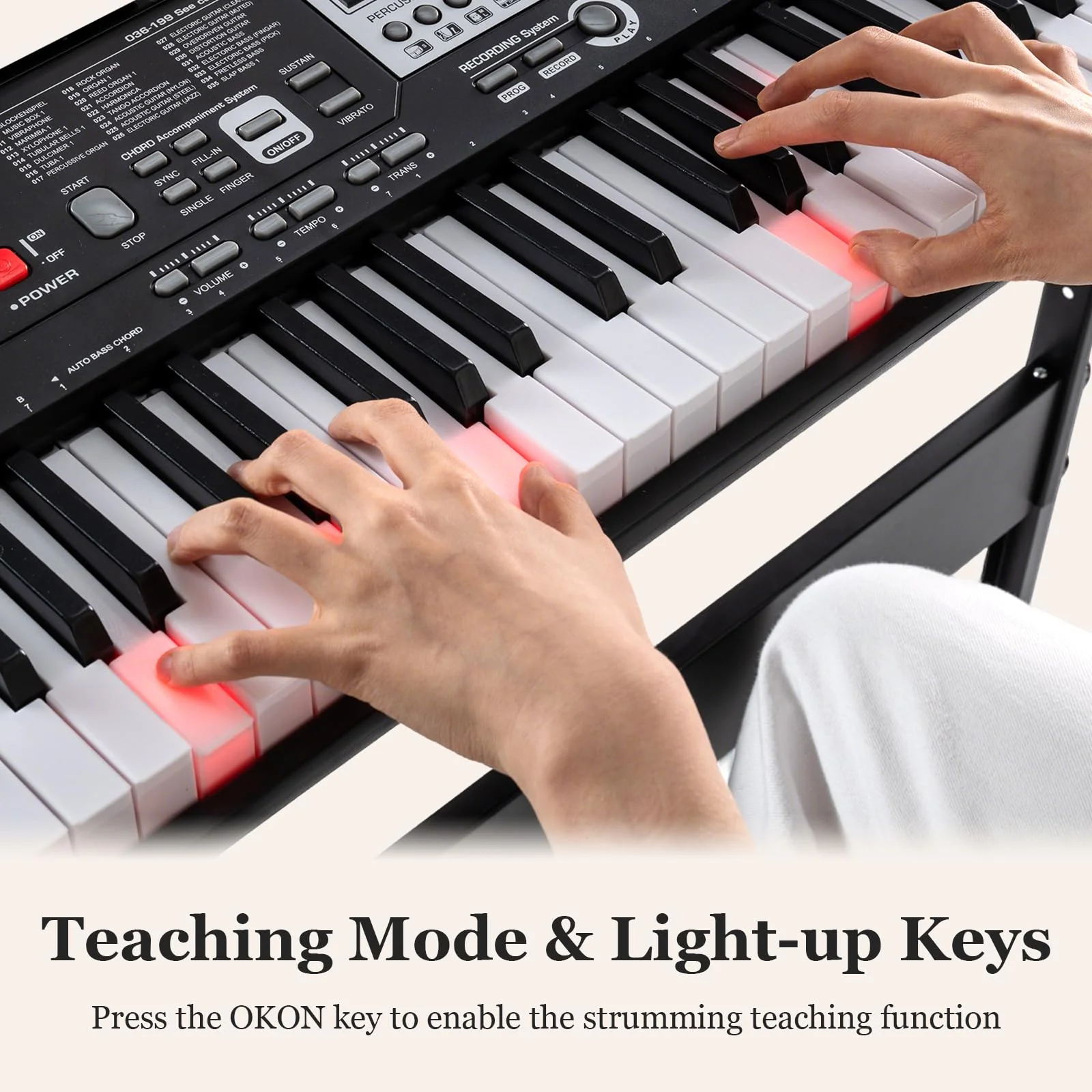 61 Keys Beginners Piano Keyboard, Electric Keyboard Kit with Adjustable Stand & Stool - Image 4