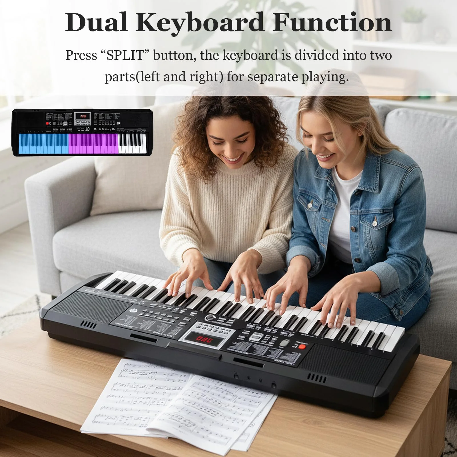 61 Keys Beginners Piano Keyboard, Electric Keyboard Kit with Adjustable Stand & Stool - Image 5