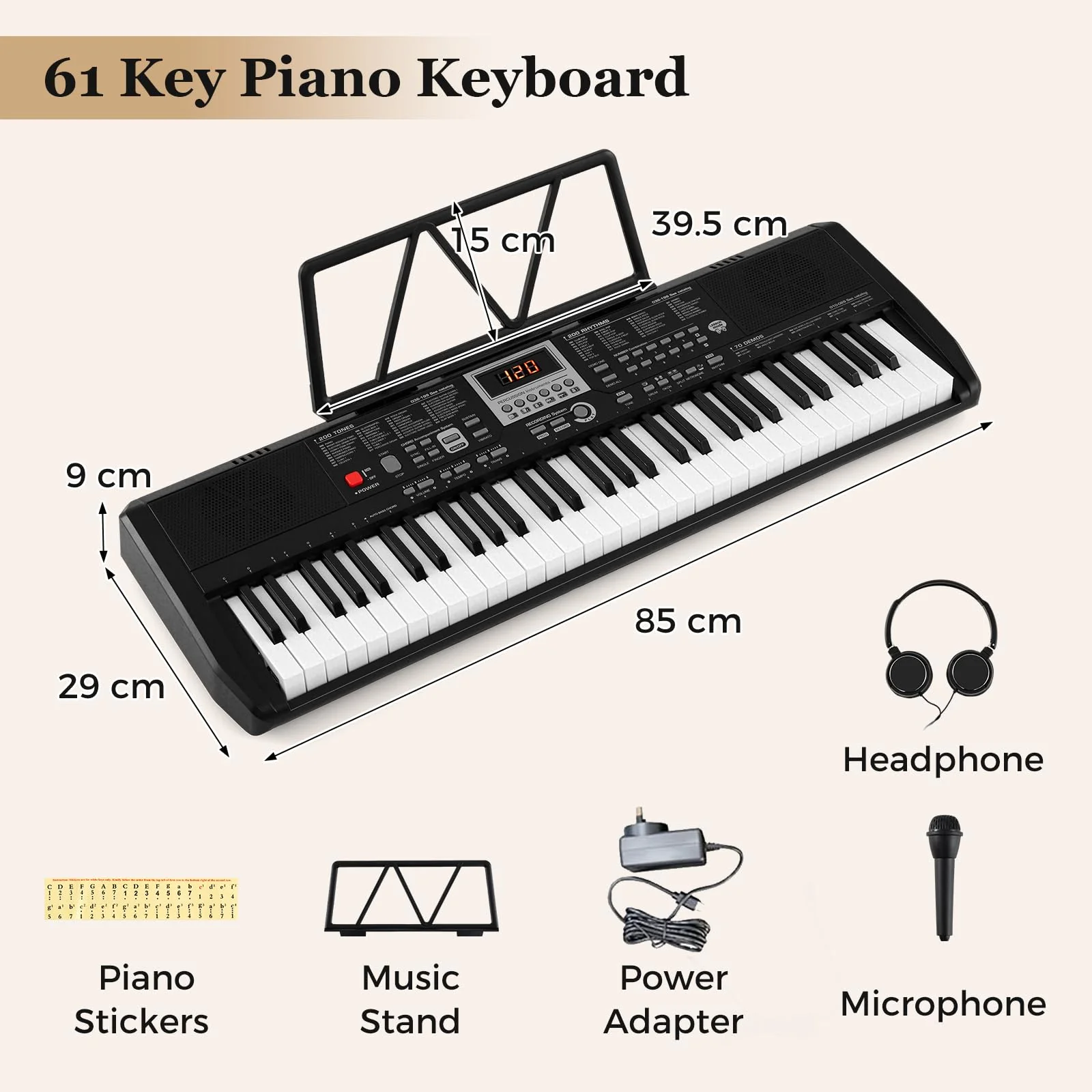 61 Keys Portable Keyboard for Beginners, Electric Piano Keyboard Kit - Image 7