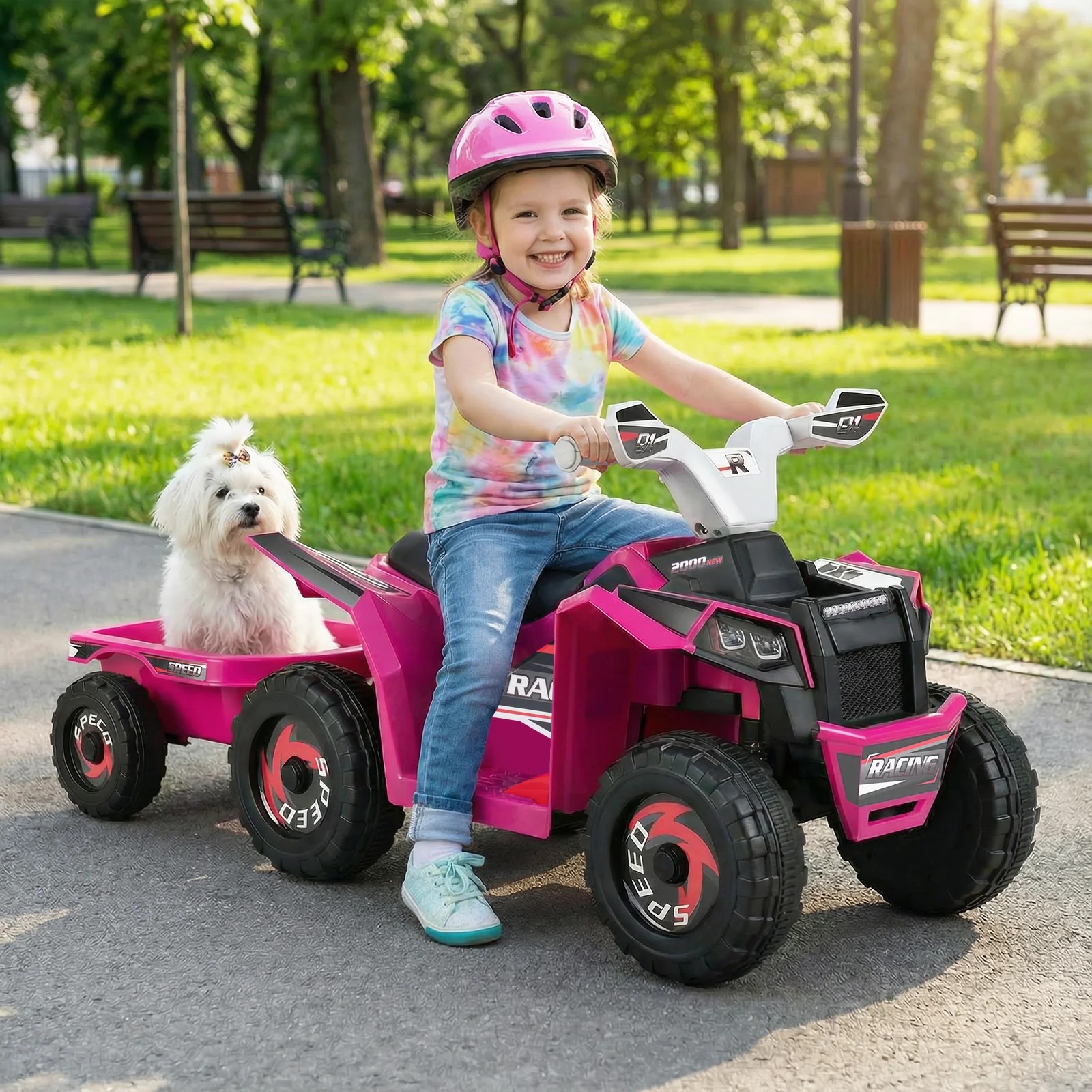 6V Kids Electric ATV Car with Removable Back Trailer - Image 2