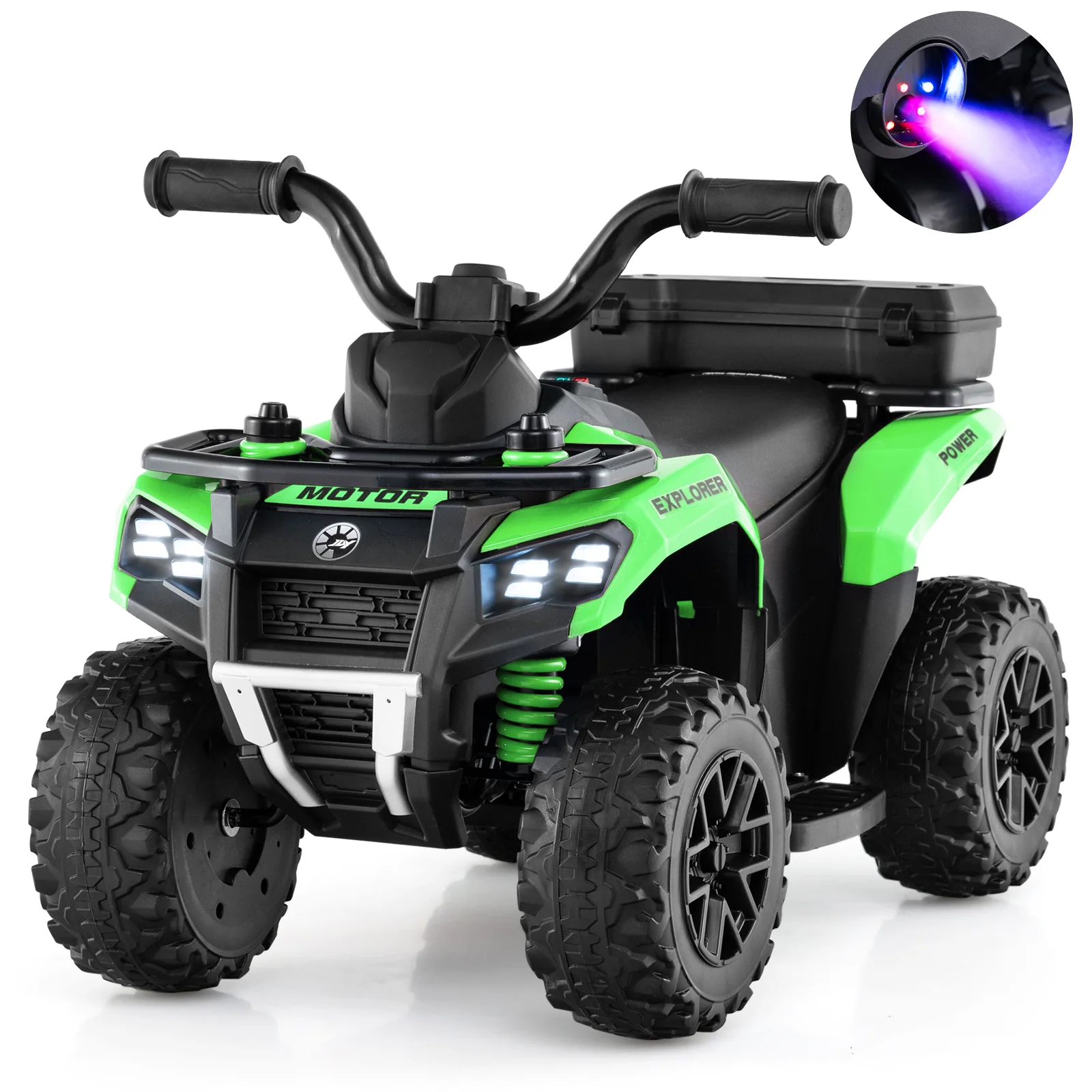 6V Kids Ride On ATV, Electric Toy Car w/Music & Spray Function, USB Port, Storage Box, 4 Anti-skid Tires, 2 km/h Max Speed - Image 10