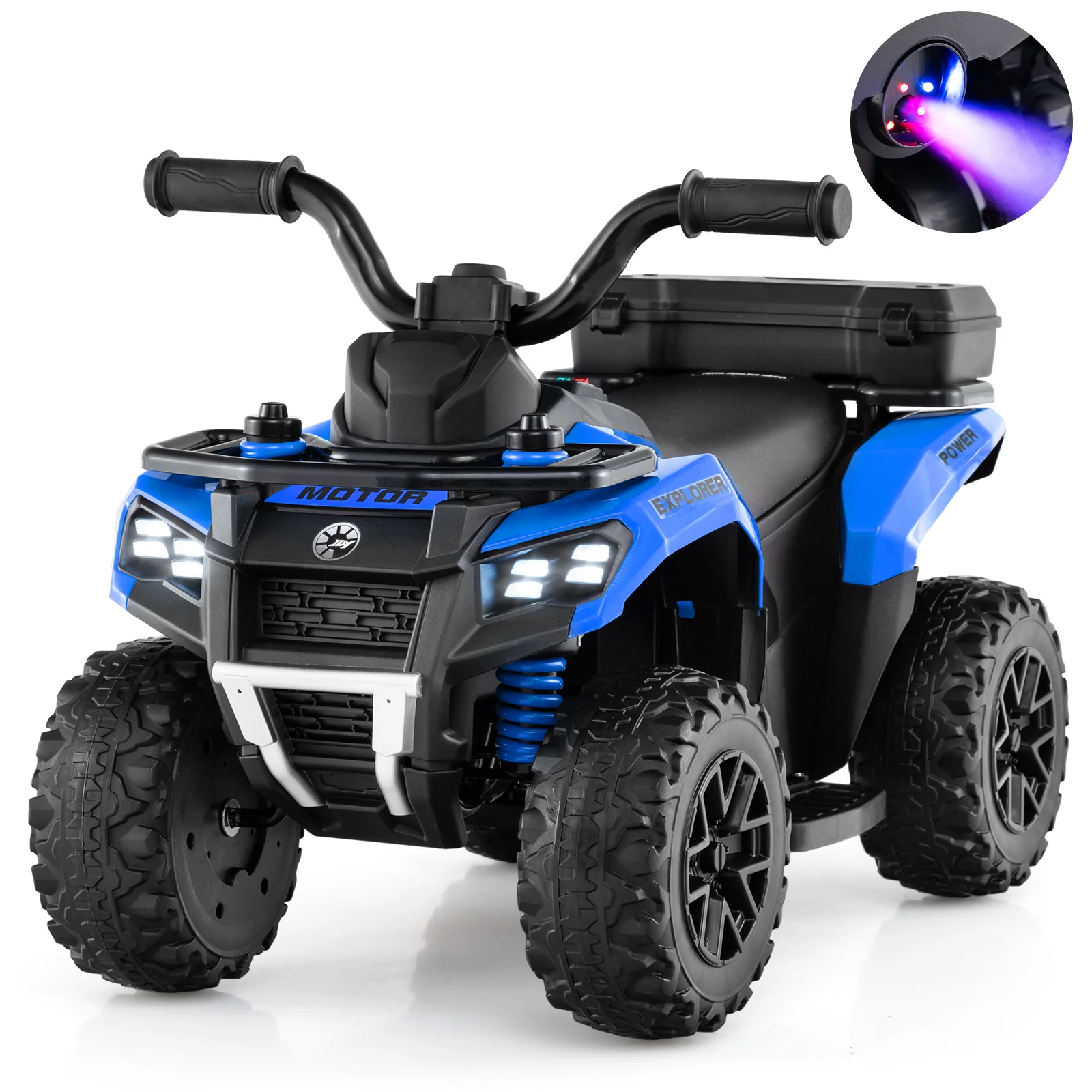 6V Kids Ride On ATV, Electric Toy Car w/Music & Spray Function, USB Port, Storage Box, 4 Anti-skid Tires, 2 km/h Max Speed - Image 11