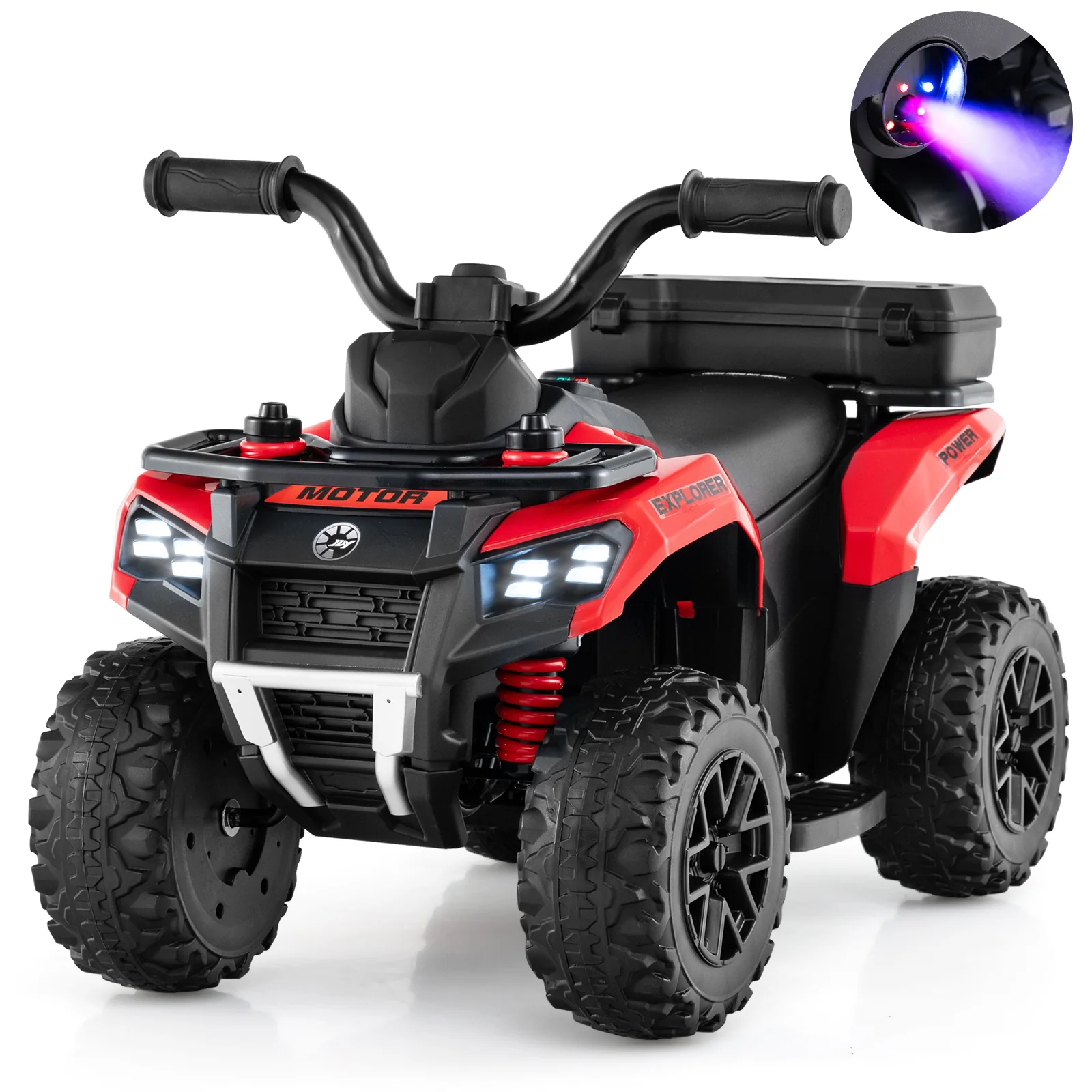 6V Kids Ride On ATV, Electric Toy Car w/Music & Spray Function, USB Port, Storage Box, 4 Anti-skid Tires, 2 km/h Max Speed - Image 12
