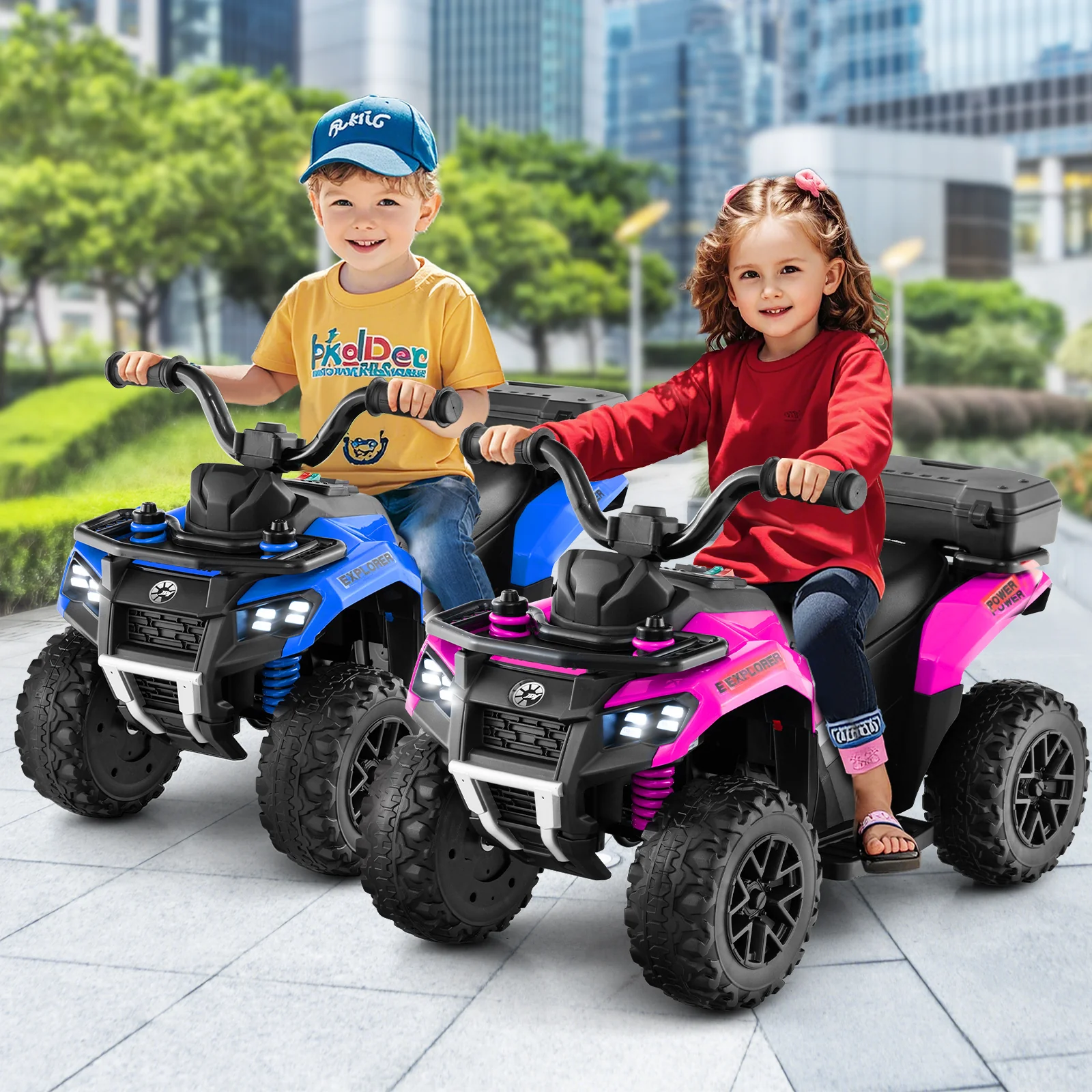 6V Kids Ride On ATV, Electric Toy Car w/Music & Spray Function, USB Port, Storage Box, 4 Anti-skid Tires, 2 km/h Max Speed - Image 3