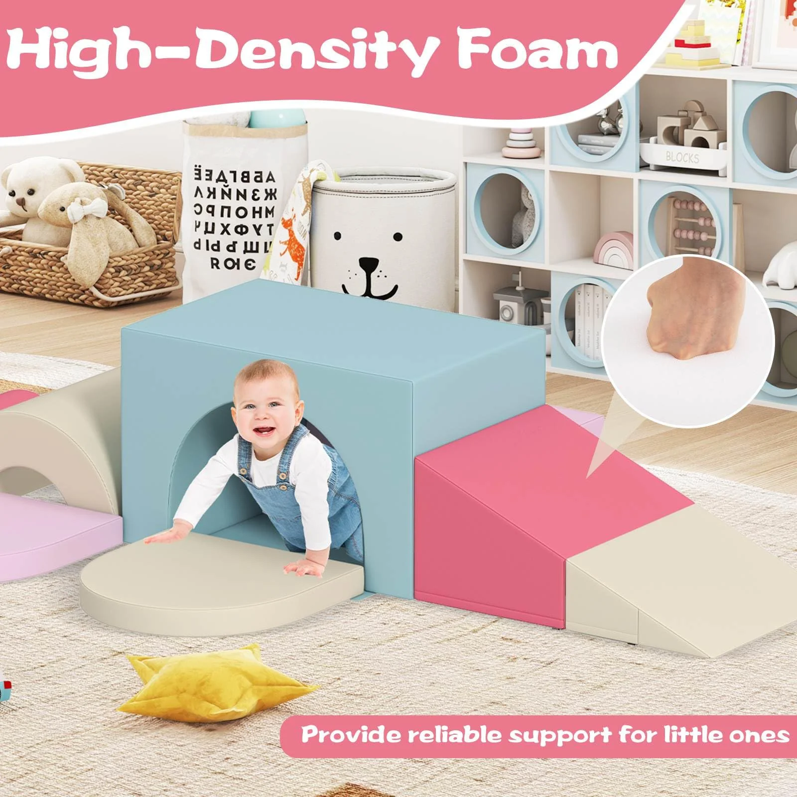 7-Piece Foam Climbing Blocks Soft PU Leather Play Gym - Image 5