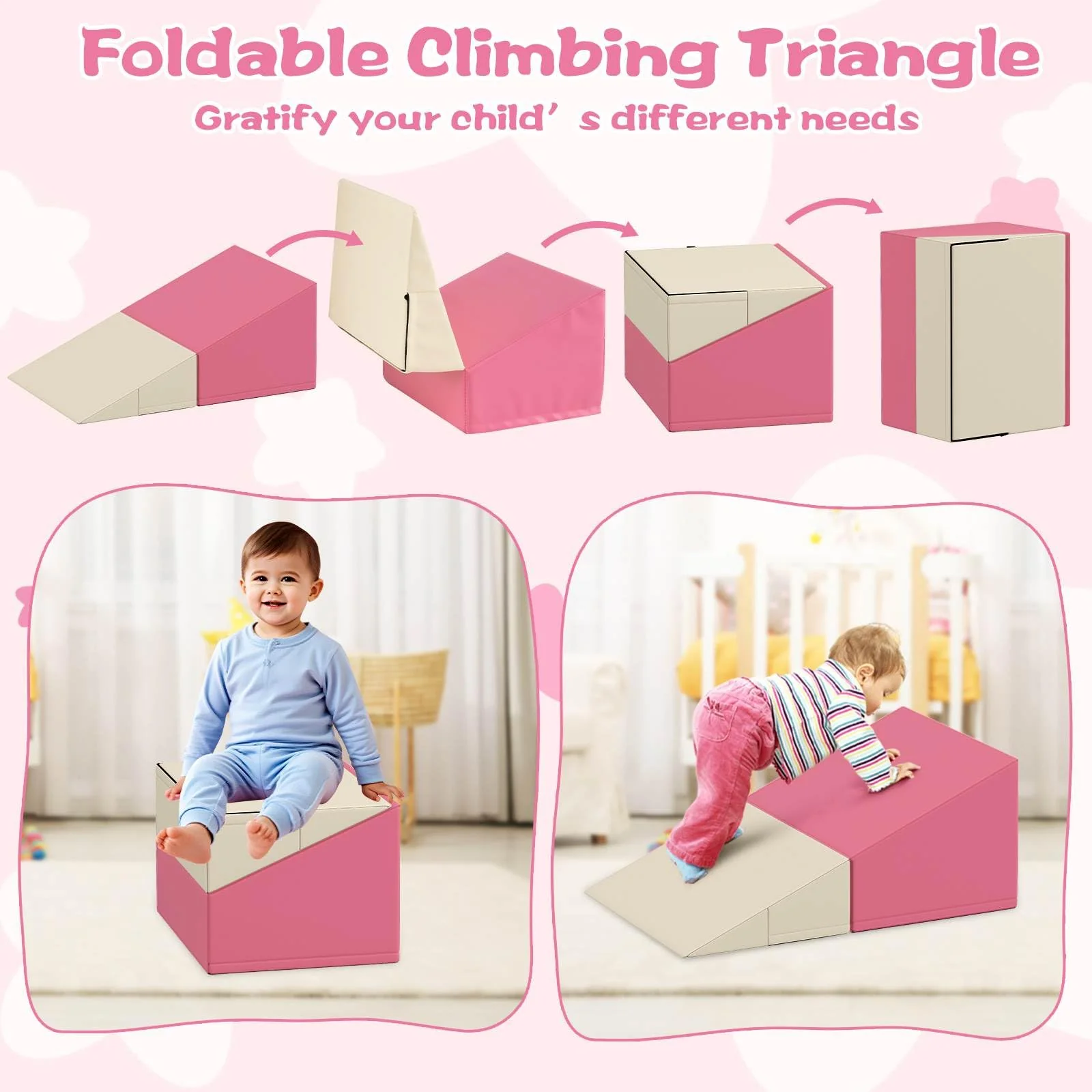 7-Piece Foam Climbing Blocks Soft PU Leather Play Gym - Image 6