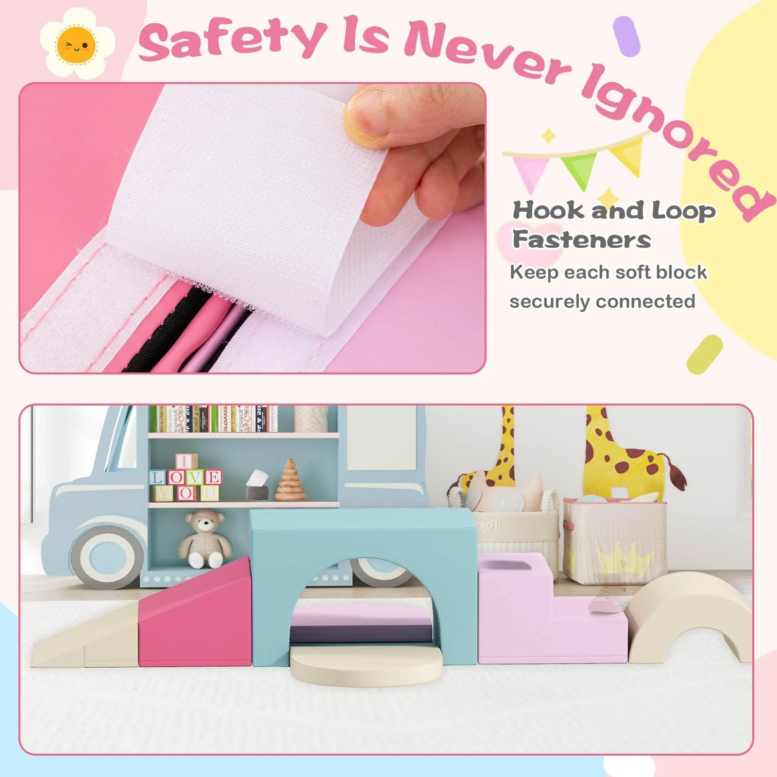 7-Piece Foam Climbing Blocks Soft PU Leather Play Gym - Image 7