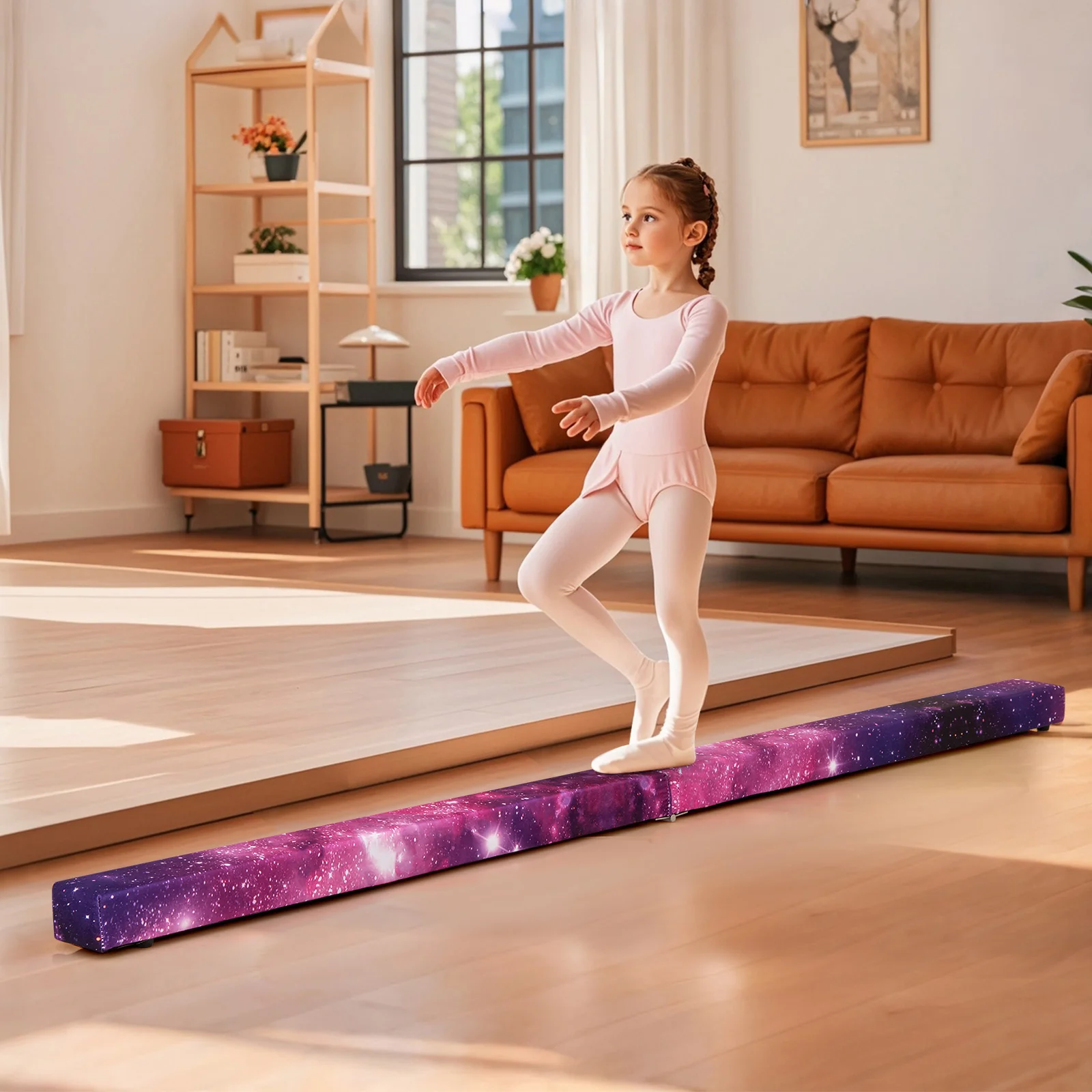 8 FT Folding Balance Beam, Extra Firm Floor Gymnastics Equipment for Professional Home Training - Image 2