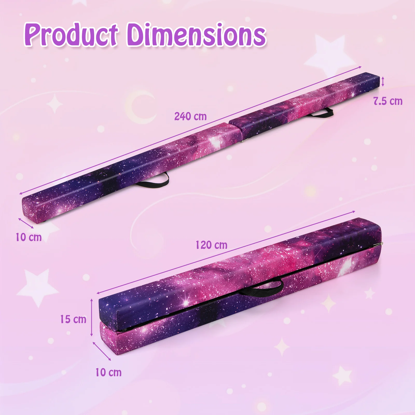 8 FT Folding Balance Beam, Extra Firm Floor Gymnastics Equipment for Professional Home Training - Image 8