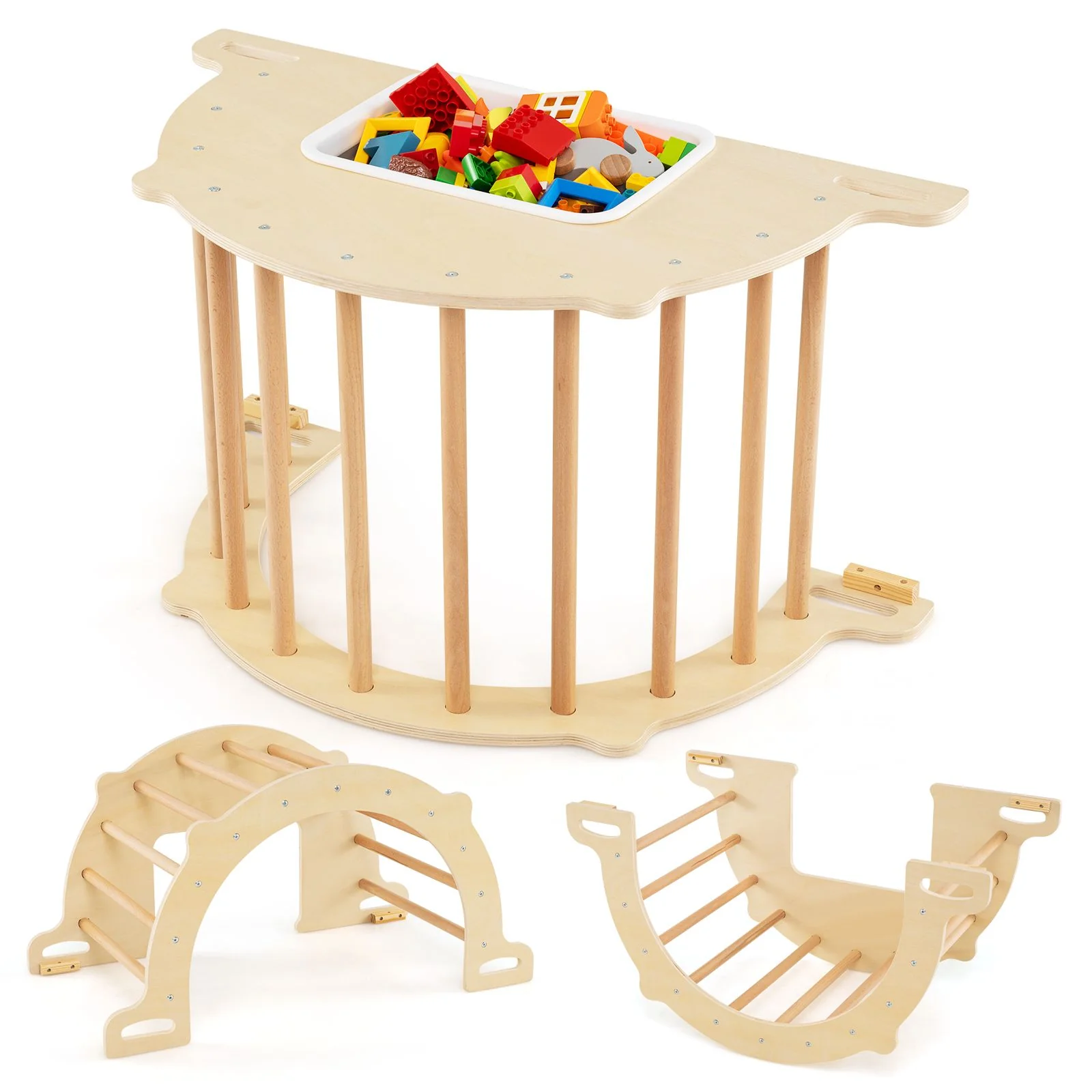 8 in 1 Climbing Arch Sensory Table for Kids Montessori Climbing Gym