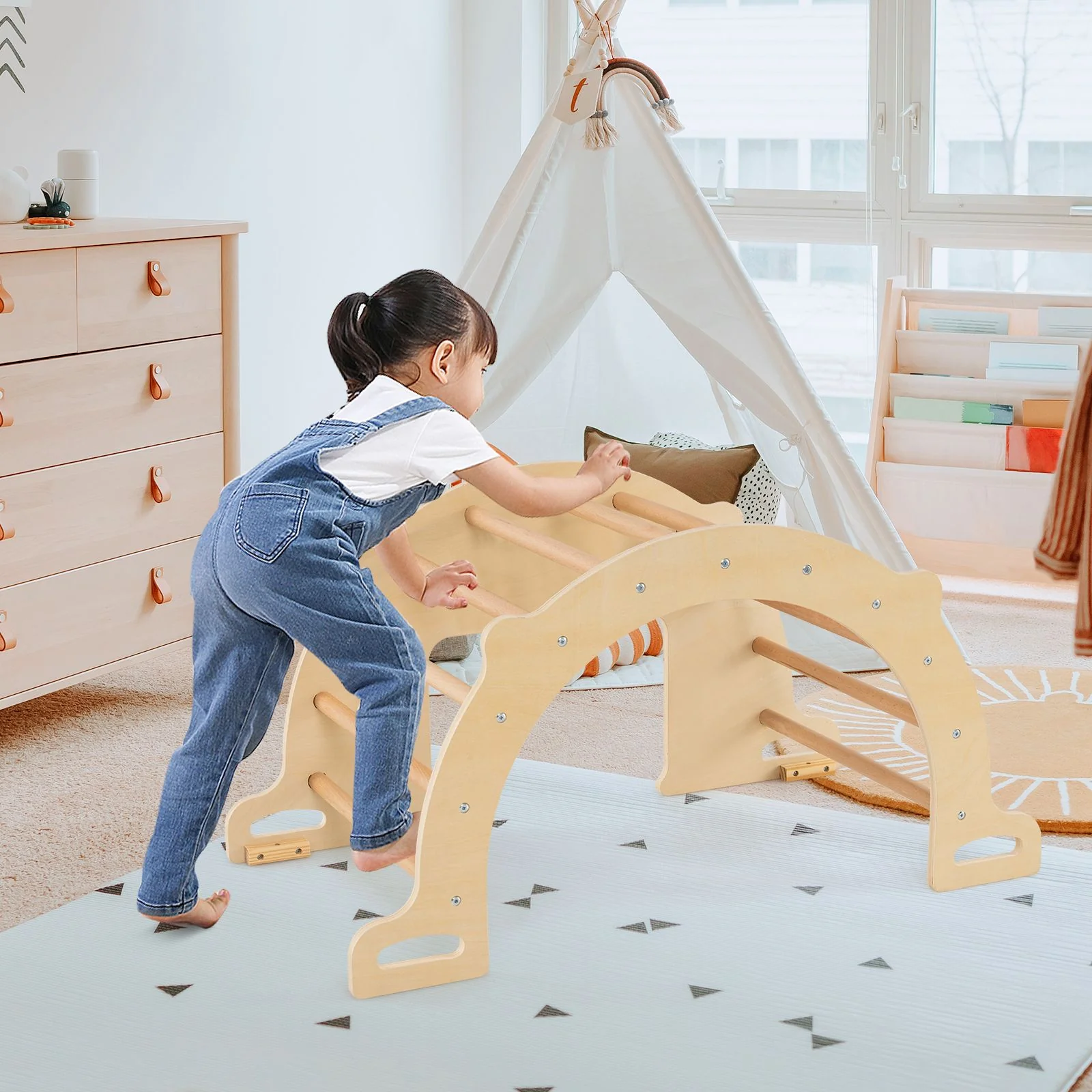 8 in 1 Climbing Arch Sensory Table for Kids Montessori Climbing Gym - Image 3