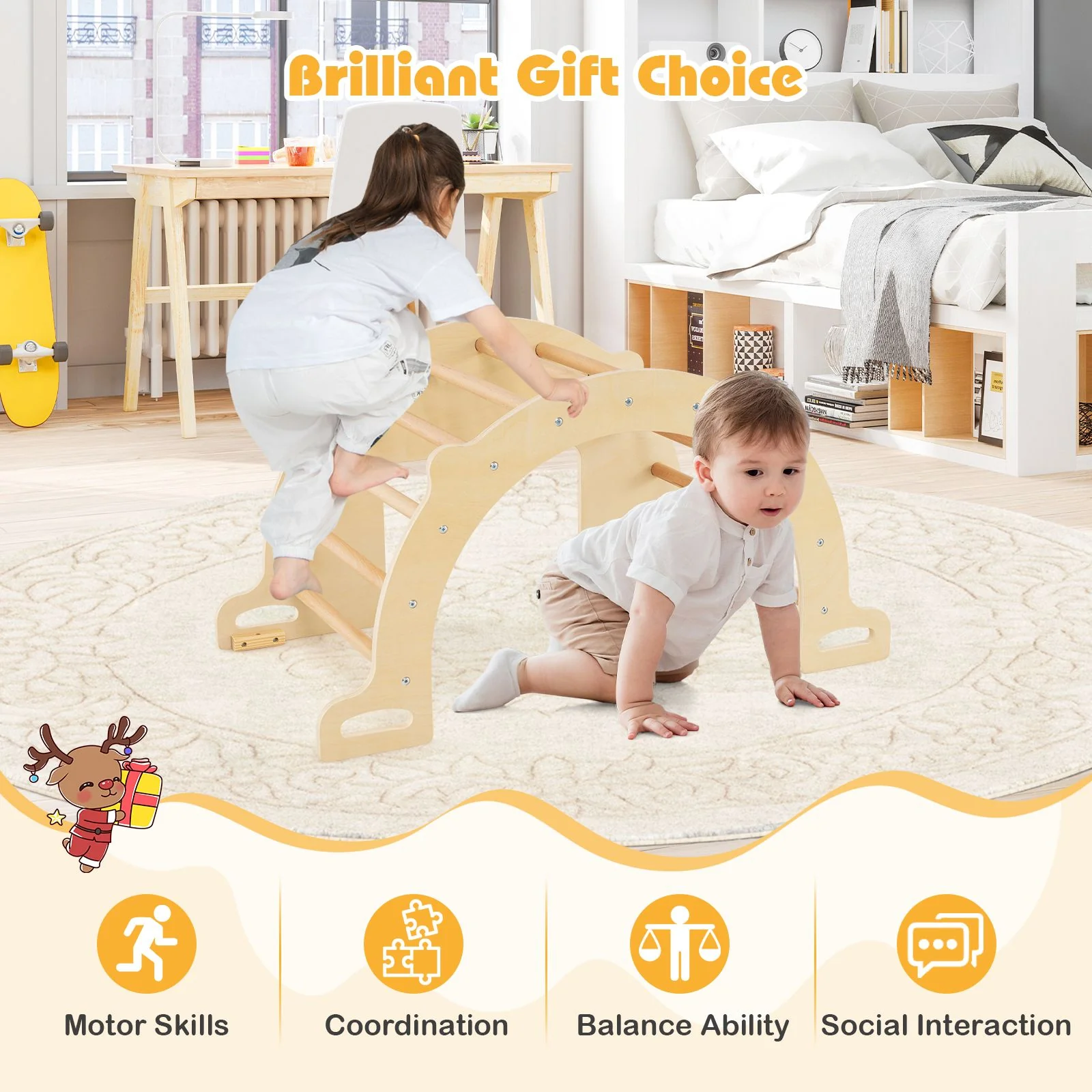 8 in 1 Climbing Arch Sensory Table for Kids Montessori Climbing Gym - Image 7
