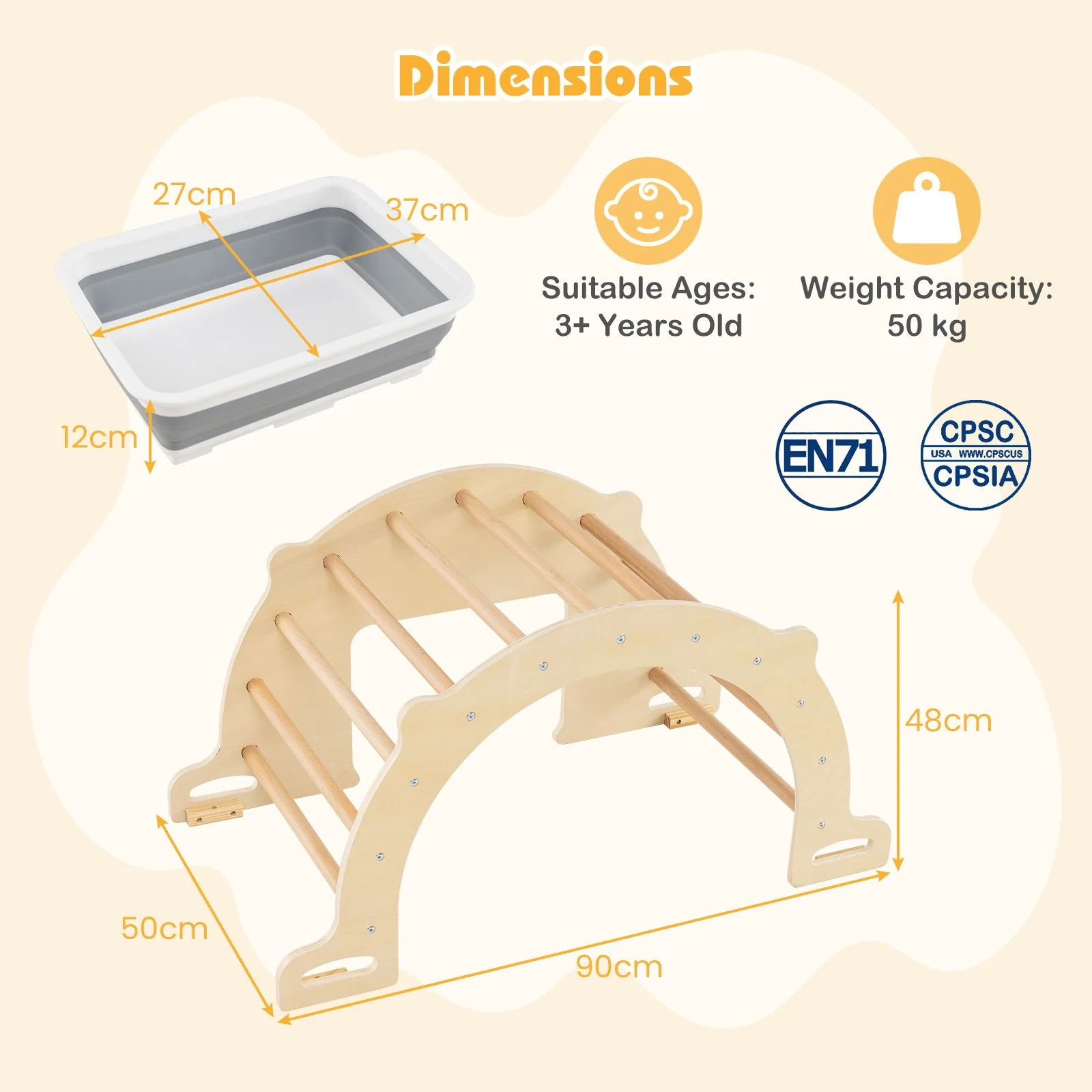 8 in 1 Climbing Arch Sensory Table for Kids Montessori Climbing Gym - Image 9