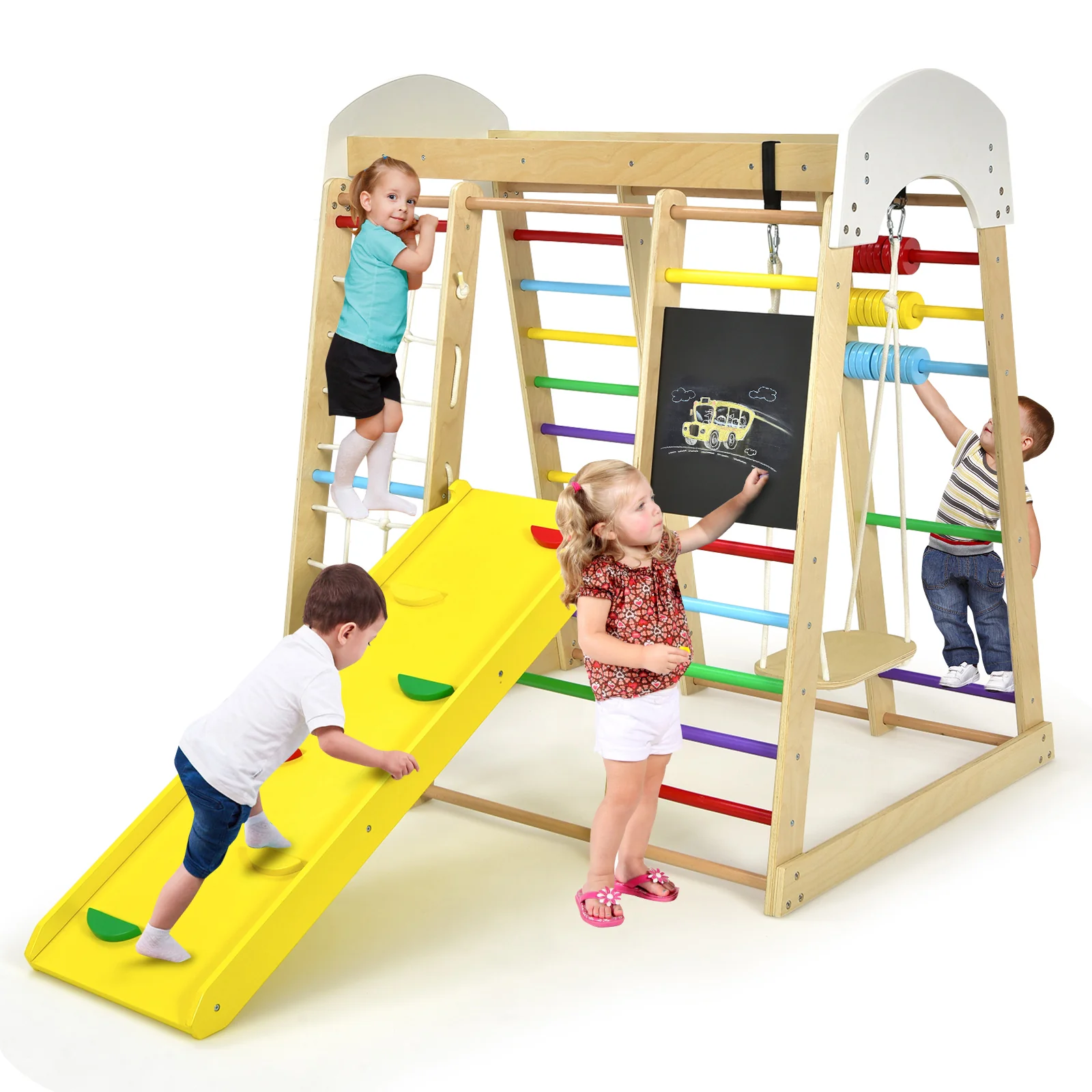 8 in 1 Climbing Toy Set for Toddlers, Wooden Climber Playset - Image 10