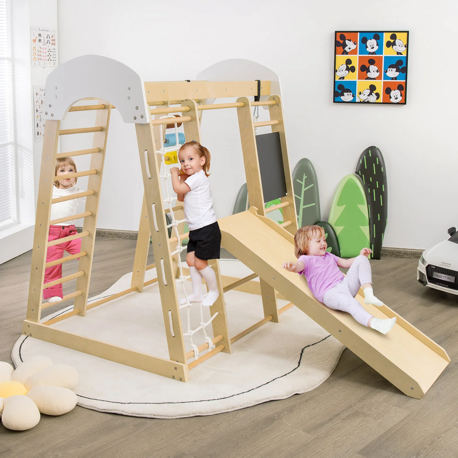 8 in 1 Climbing Toy Set for Toddlers, Wooden Climber Playset - Image 2