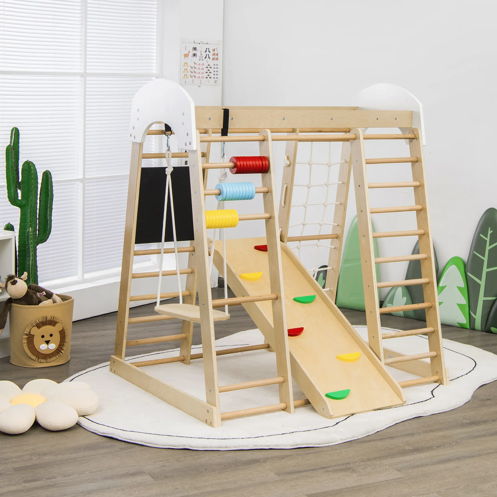 8 in 1 Climbing Toy Set for Toddlers, Wooden Climber Playset - Image 4