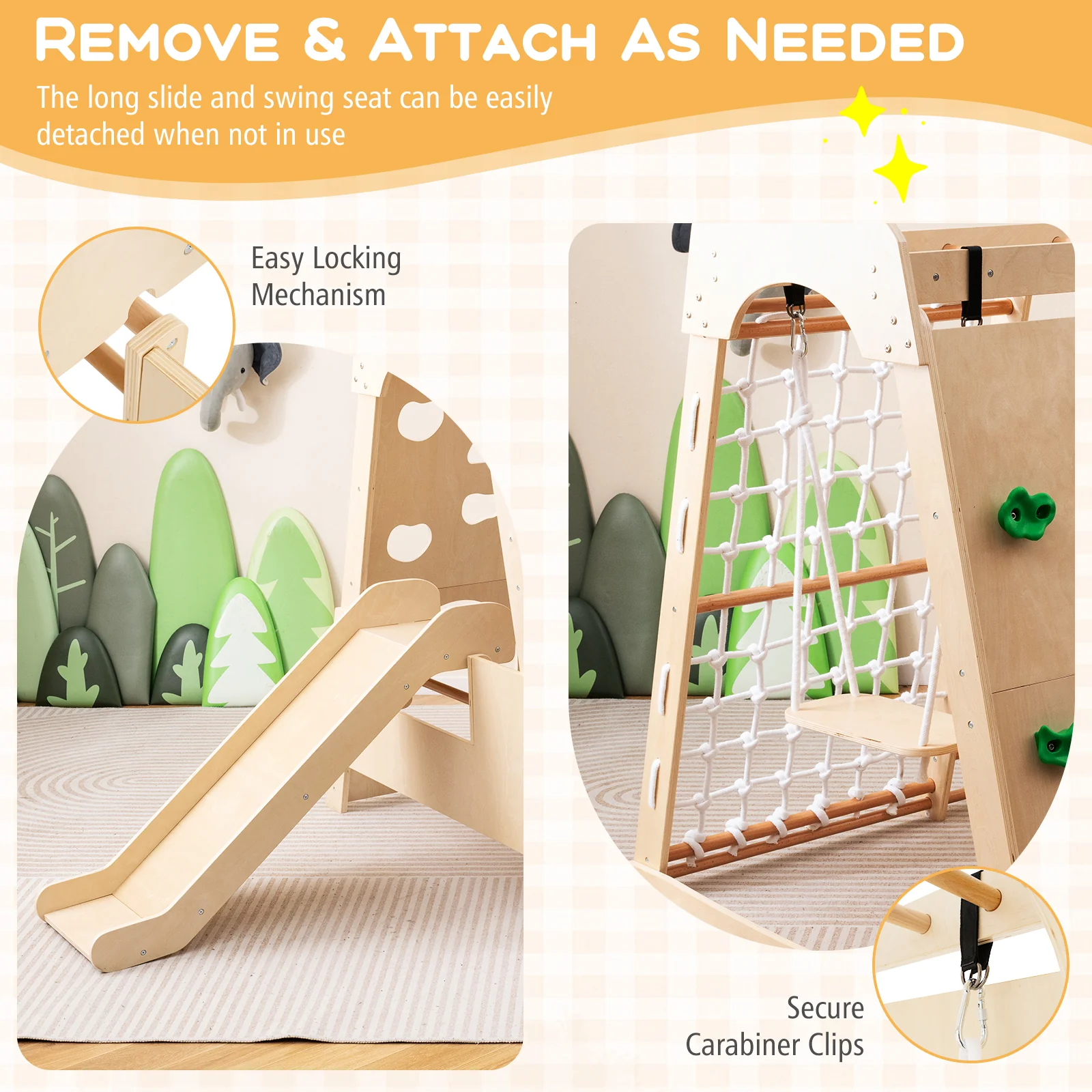 8-in-1 Indoor Jungle Gym, Montessori Climbing Playset for Kids Aged 3+ Years Old - Image 5