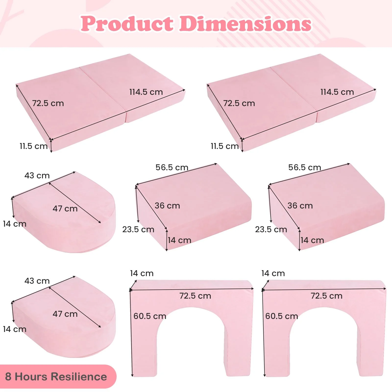 8-Piece Modular Kids Sofa Play Couch, Convertible Climb & Crawl Foam Playset with Comfy Suede Fabric - Image 3