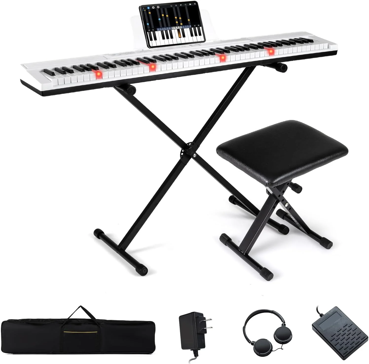 88-Key Electric Piano Keyboard, Digital Piano w/Adjustable Stand & Stool - Image 10