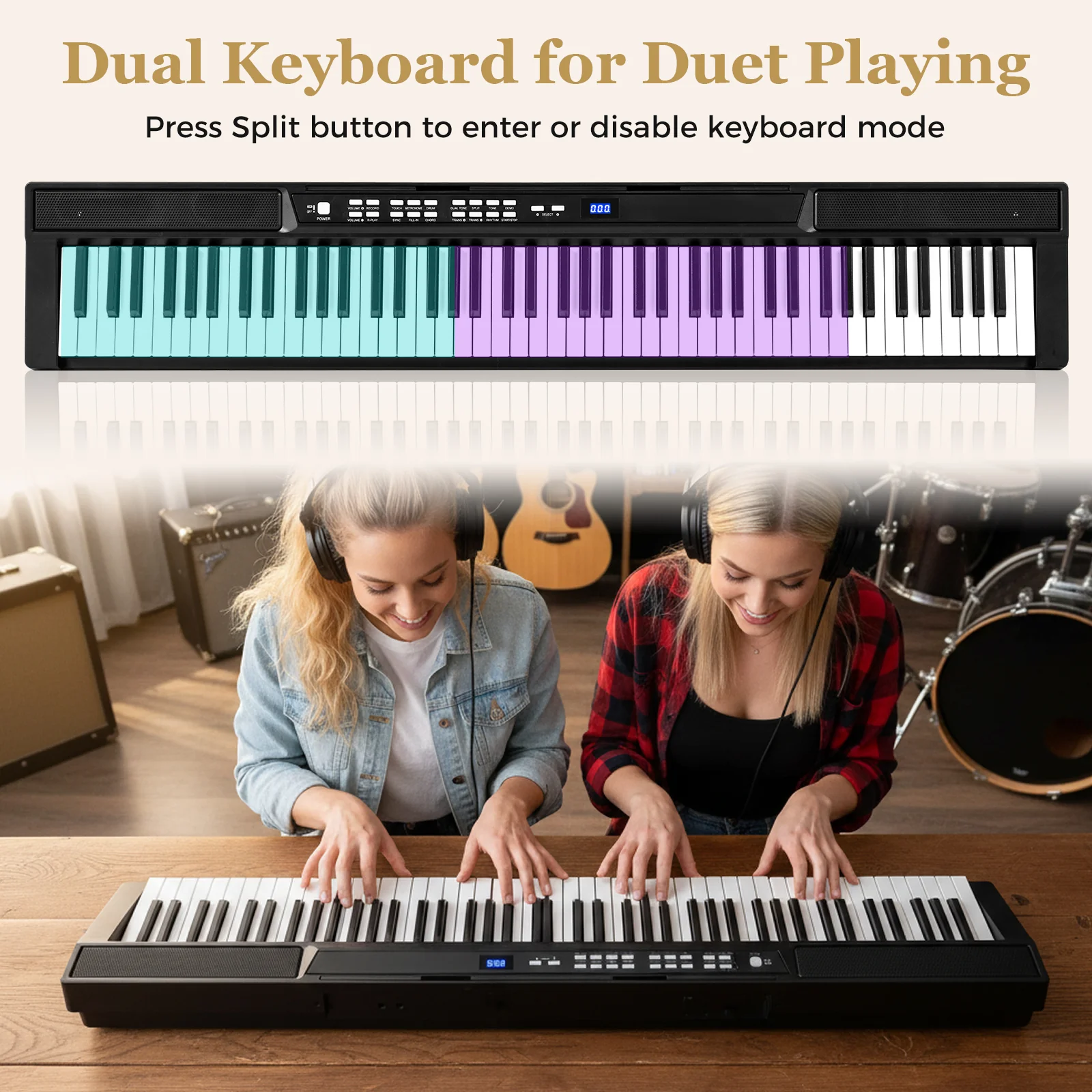 88-Key Electric Piano Keyboard, Digital Piano w/Adjustable Stand & Stool - Image 5