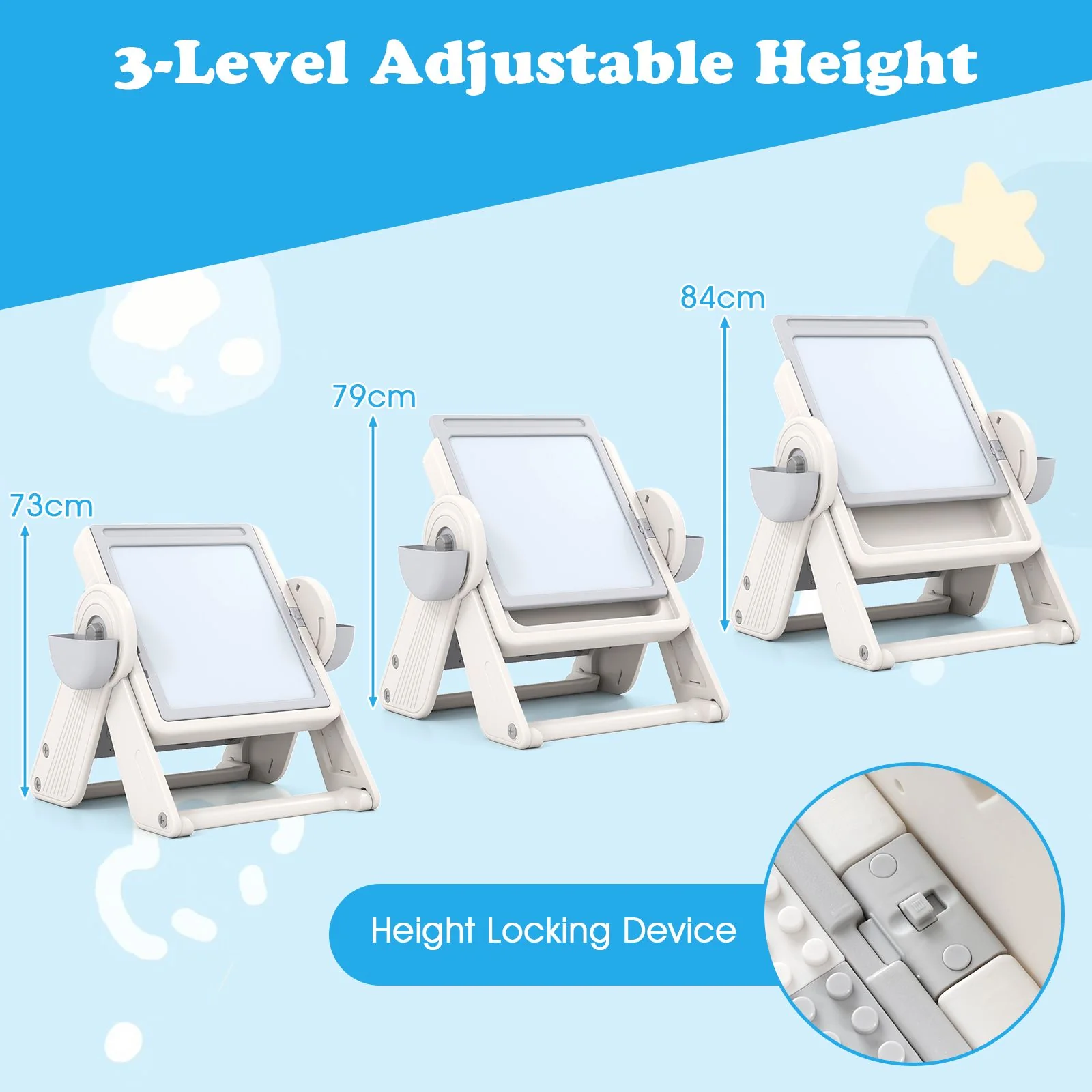 9-in-1 Kids Activity Table and Chair Set with 3 Heights and Book Rack - Image 6