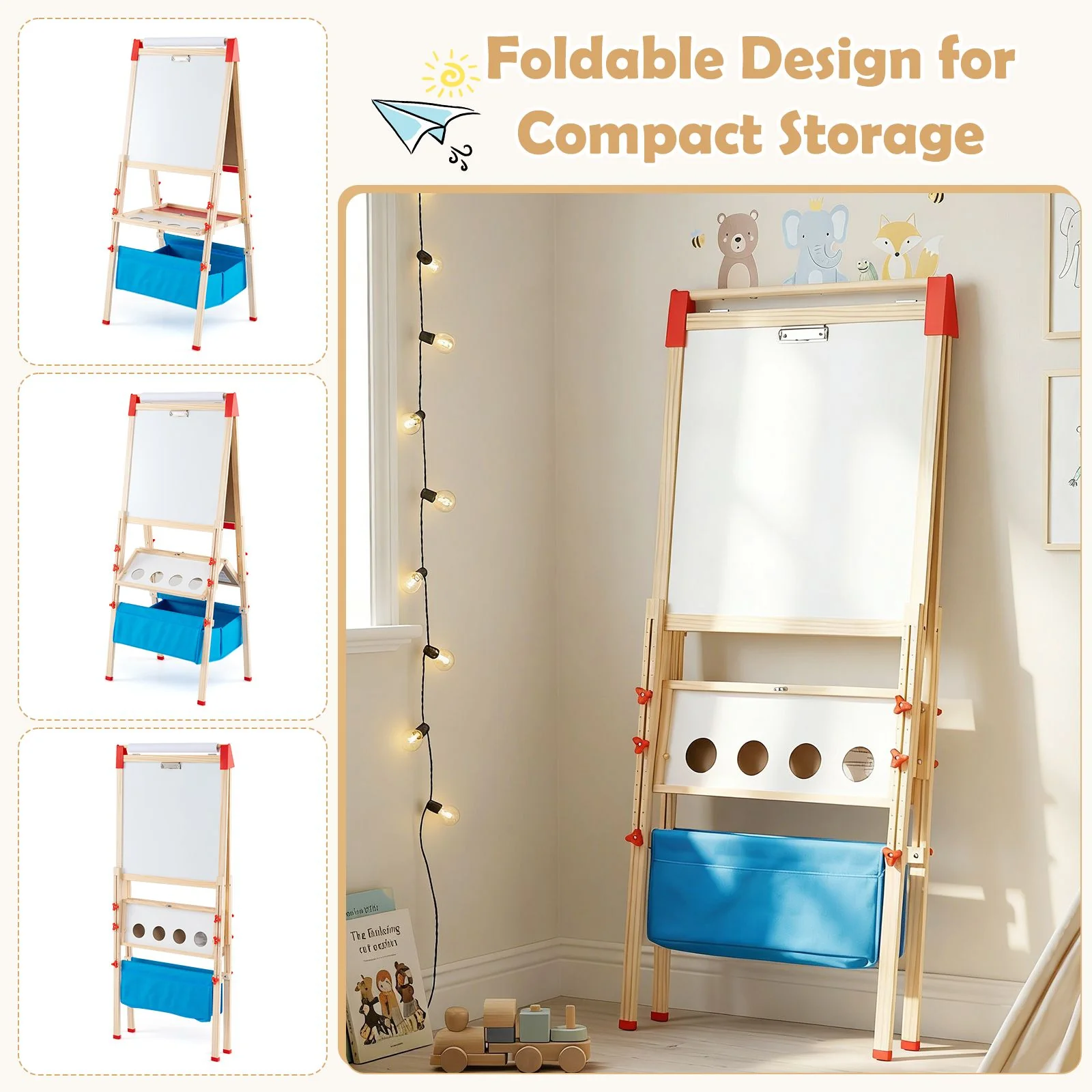 Adjustable Art Easel with Magnetic Chalkboard and Whiteboard - Image 7