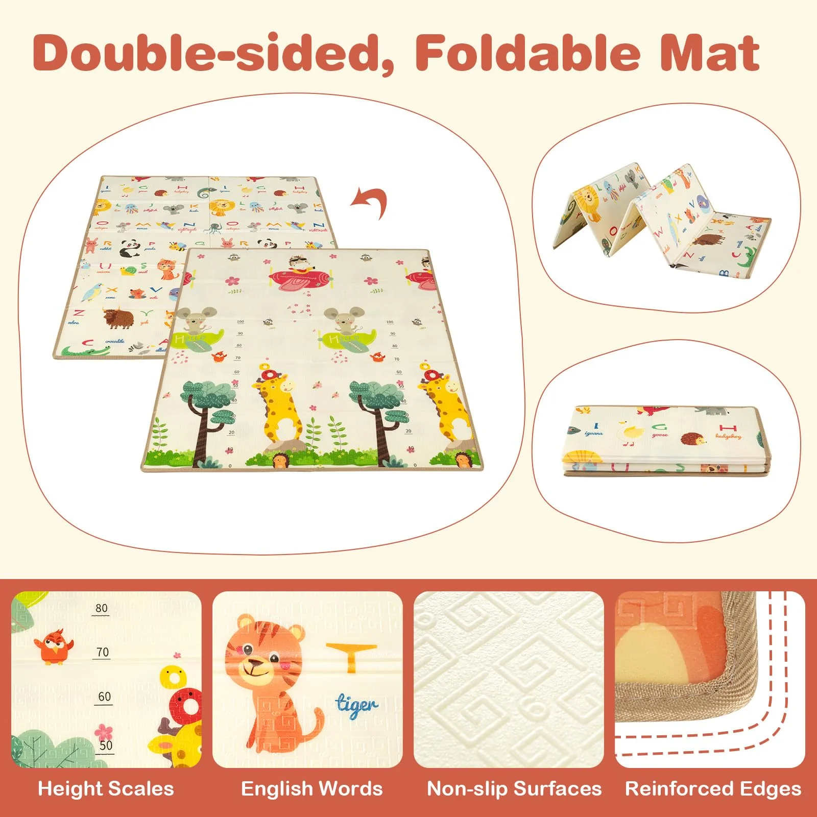 BABY JOY Baby Playpen with Double-Sided Mat, 185 x 155cm Baby Playard w/Basketball Hoop - Image 4