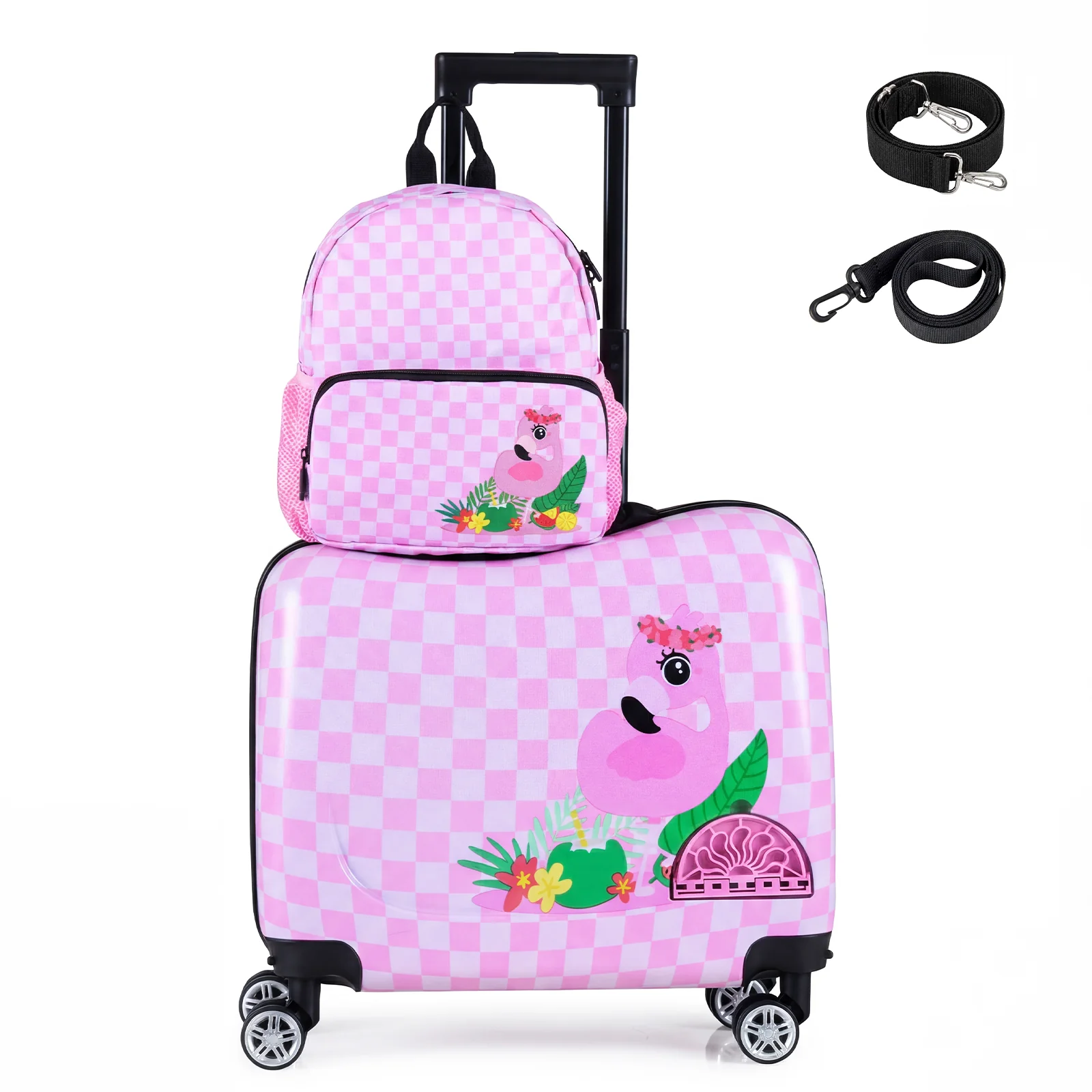 BABY JOY 2 PCS Kid Luggage Set, 18" Suitcase & 12" Backpack Set - Image 11