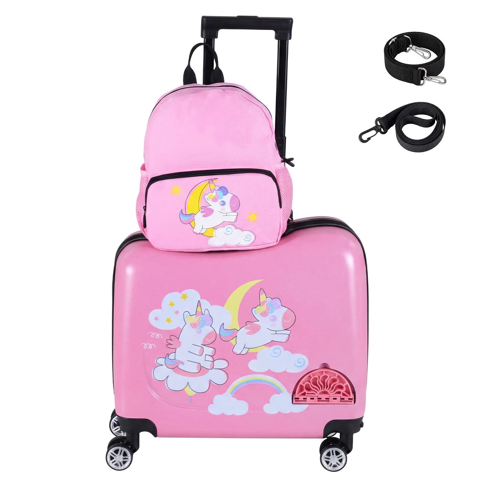 BABY JOY 2 PCS Kid Luggage Set, 18" Suitcase & 12" Backpack Set - Image 12
