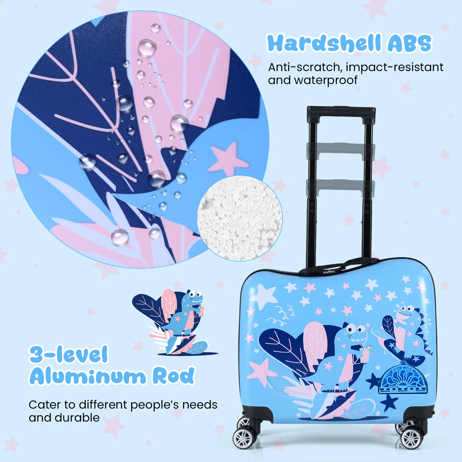 BABY JOY 2 PCS Kid Luggage Set, 18" Suitcase & 12" Backpack Set - Image 7