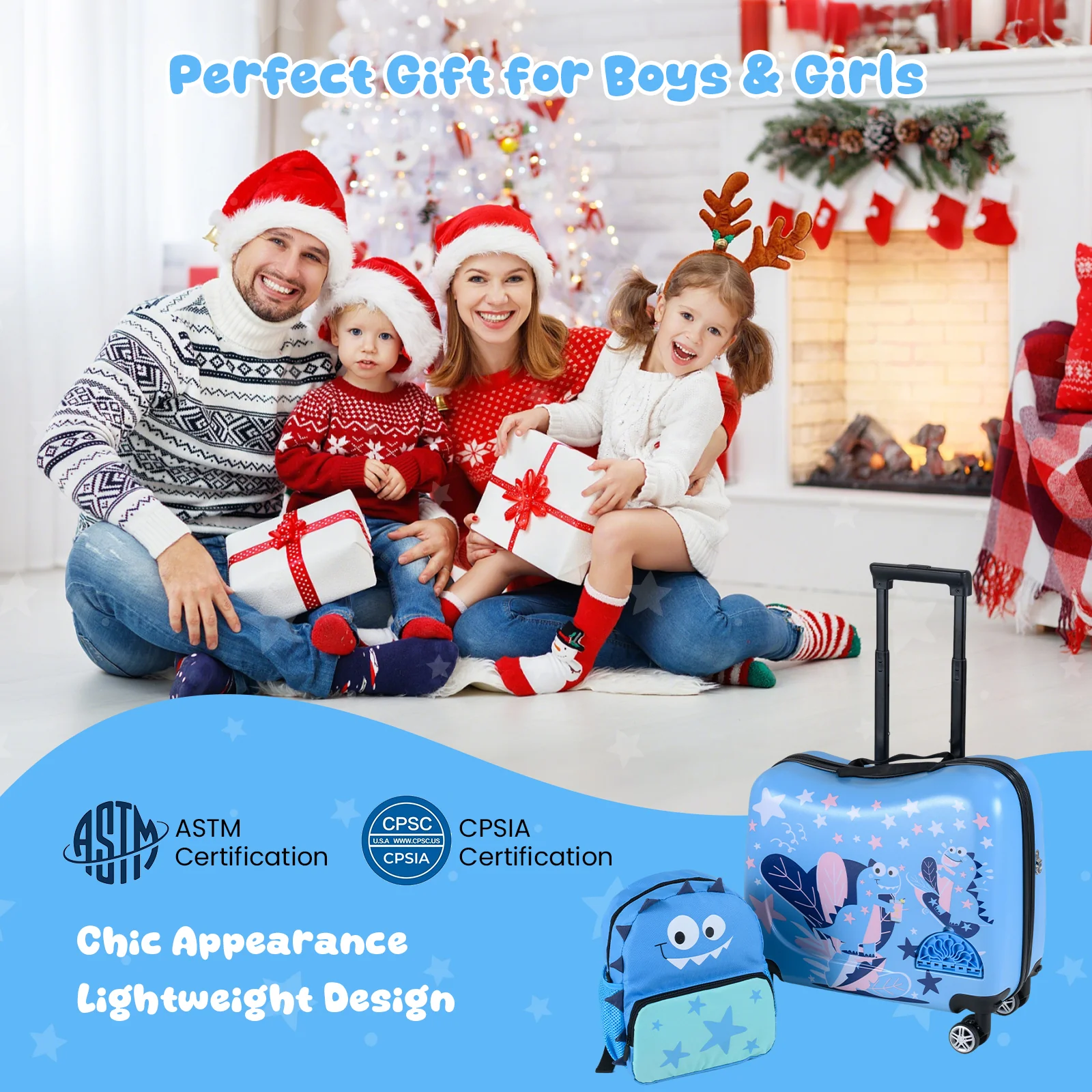 BABY JOY 2 PCS Kid Luggage Set, 18" Suitcase & 12" Backpack Set - Image 8