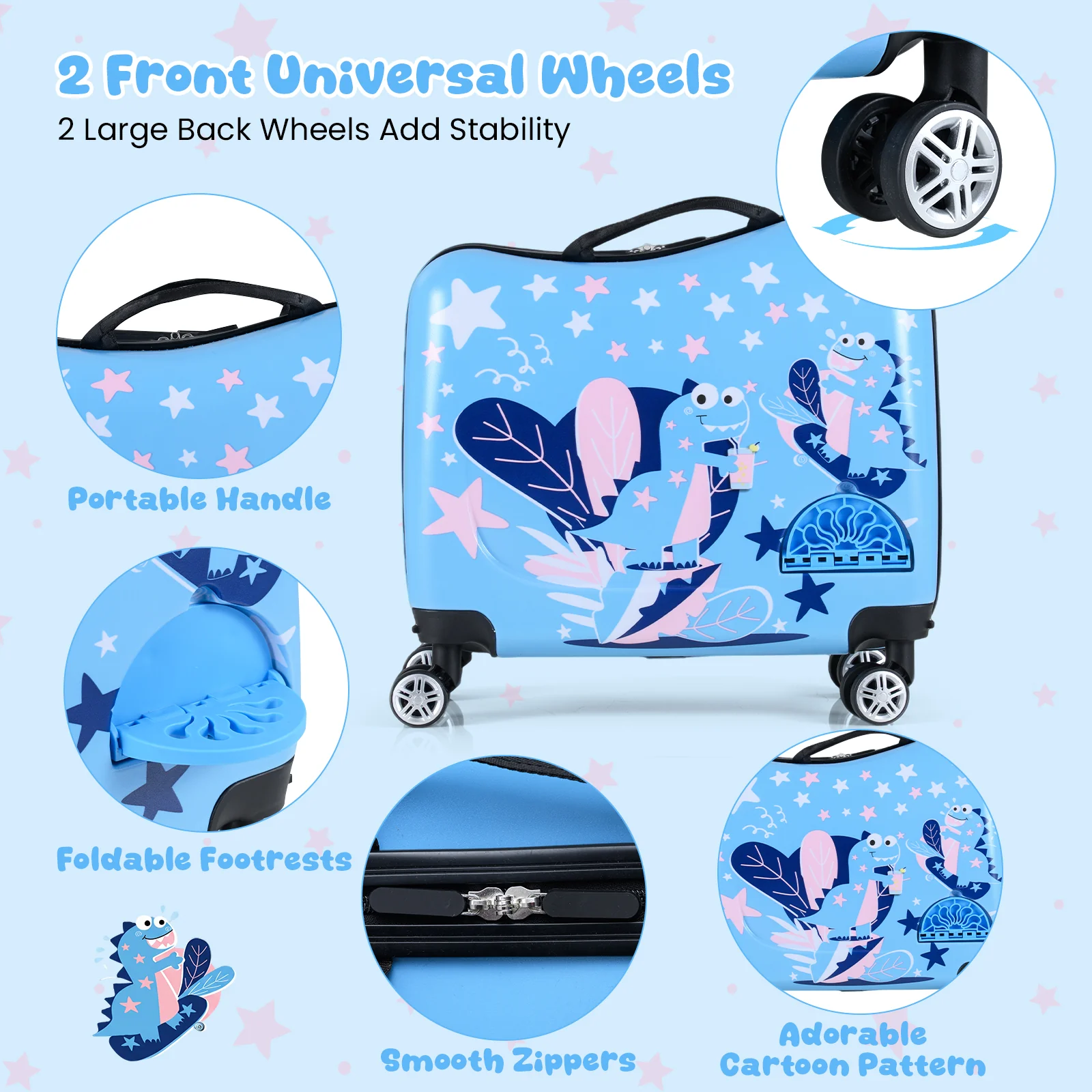 BABY JOY 2 PCS Kid Luggage Set, 18" Suitcase & 12" Backpack Set - Image 9