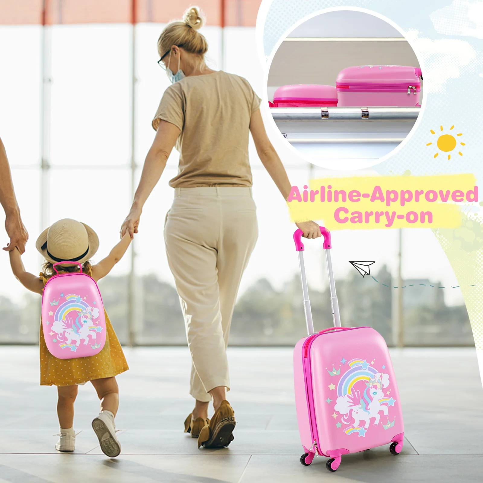 BABY JOY 2 PCS Kids Luggage Set, 13" & 16" Kids Carry On Suitcase Set - Image 17