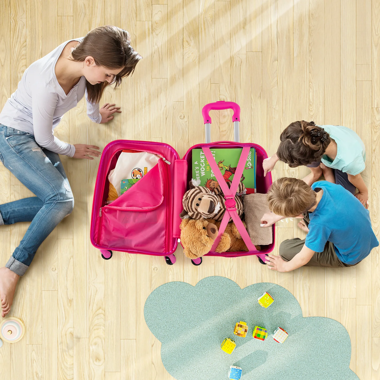 BABY JOY 2 PCS Kids Luggage Set, 13" & 16" Kids Carry On Suitcase Set - Image 18