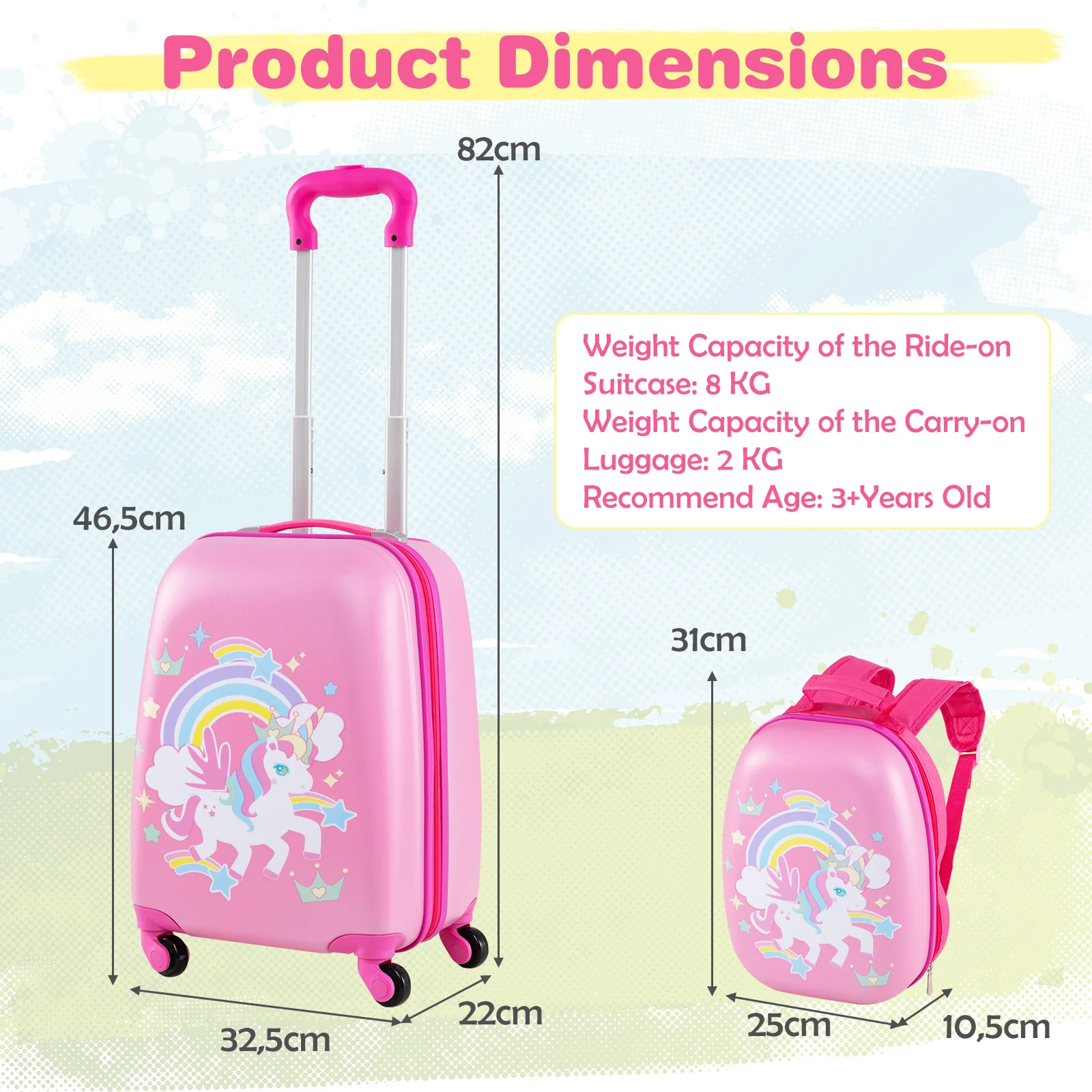 BABY JOY 2 PCS Kids Luggage Set, 13" & 16" Kids Carry On Suitcase Set - Image 24