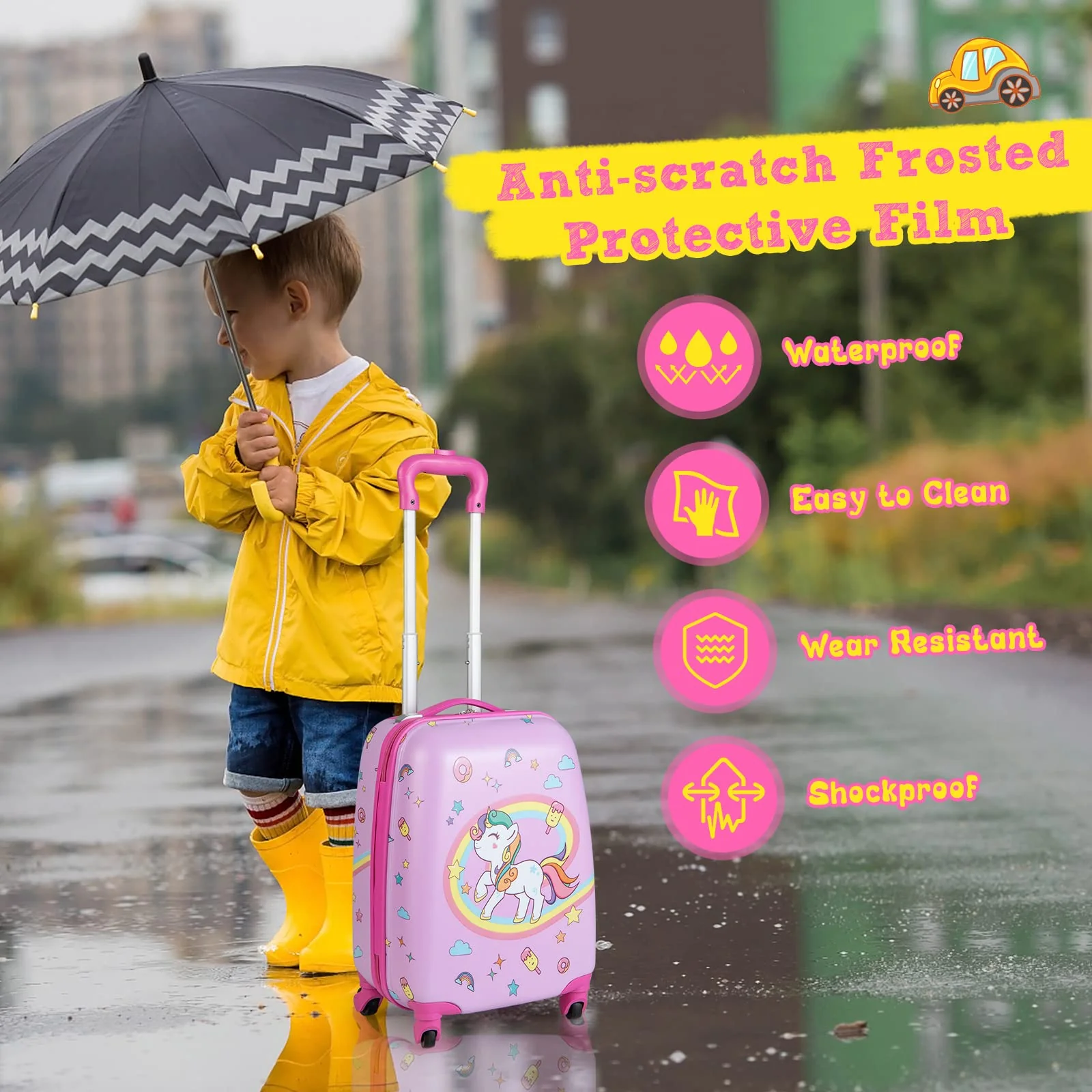 BABY JOY 2 PCS Kids Luggage Set, 13" & 16" Kids Carry On Suitcase Set - Image 5