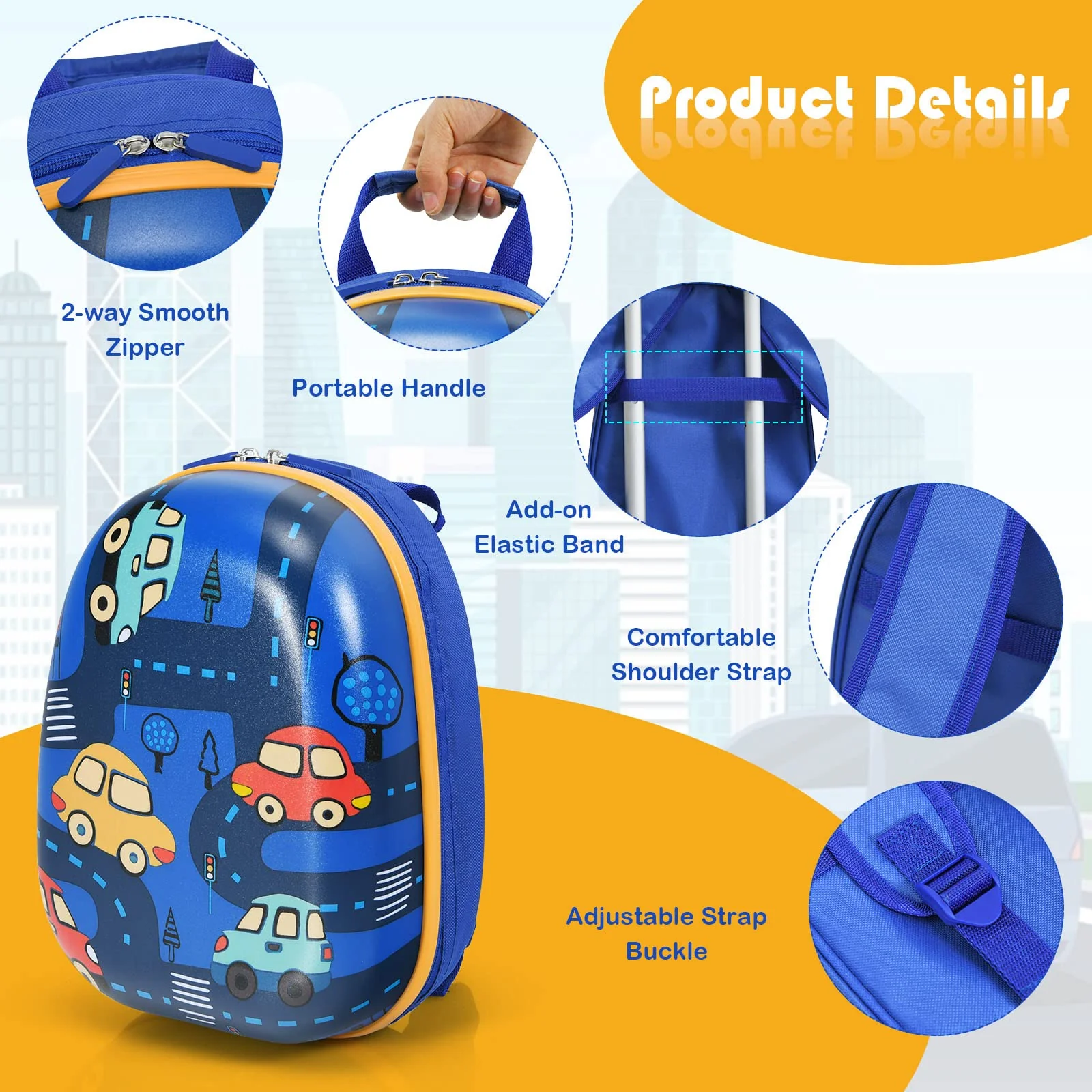 BABY JOY 2 PCS Kids Luggage Set, 13" & 18" Kids Carry On Suitcase Set, Children Travel Rolling Trolley Suitcase - Image 8