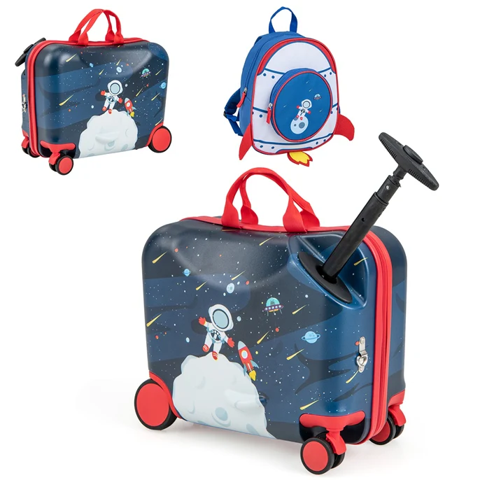 BABY JOY 2 PCS Kids Luggage Set, 18" Hard Shell Suitcase & 12" Travel Backpack - Image 13