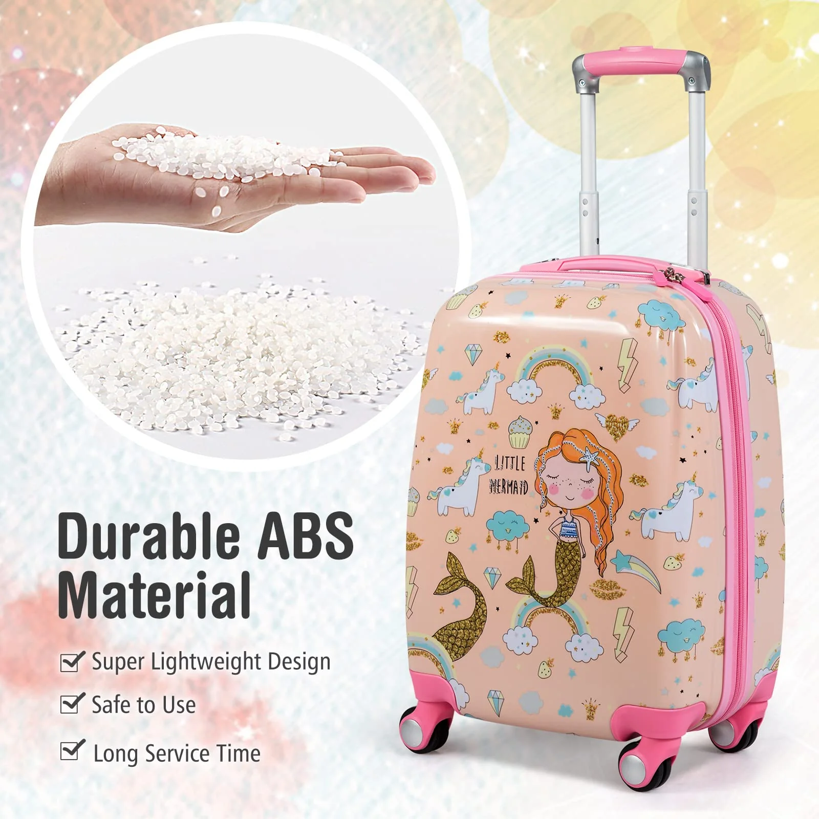 BABY JOY 2 Pieces Kids Luggage Set, Children Hard Shell Travelling Case - Image 8
