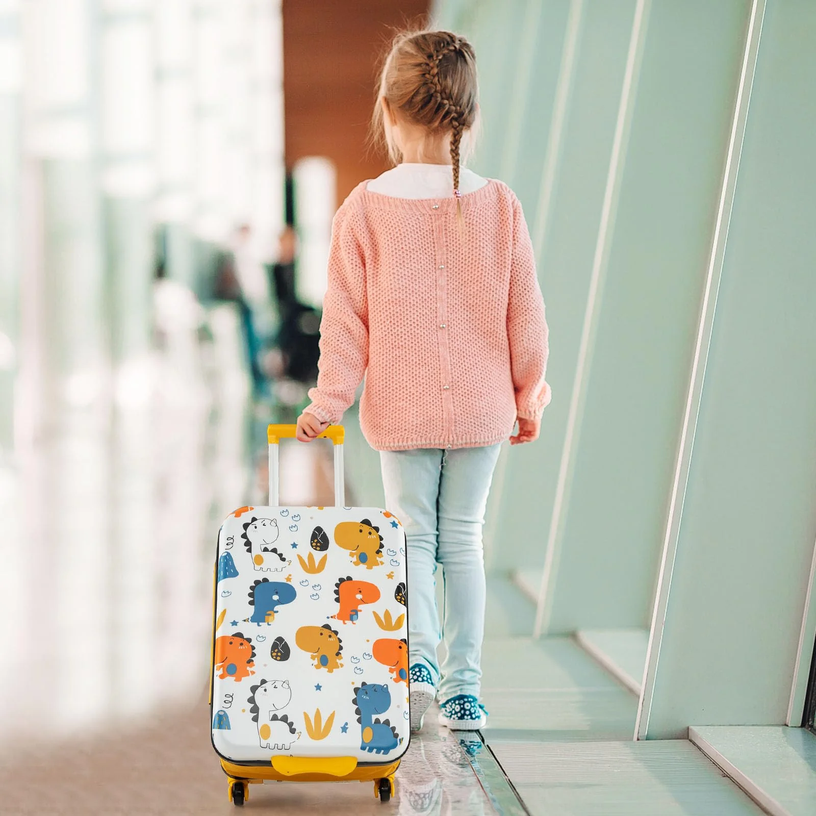 BABY JOY 20” Kids Luggage, Foldable Children Trolley Kids Carry On Luggage with Wheels, Retractable Handle & Airline Approved Design - Image 13