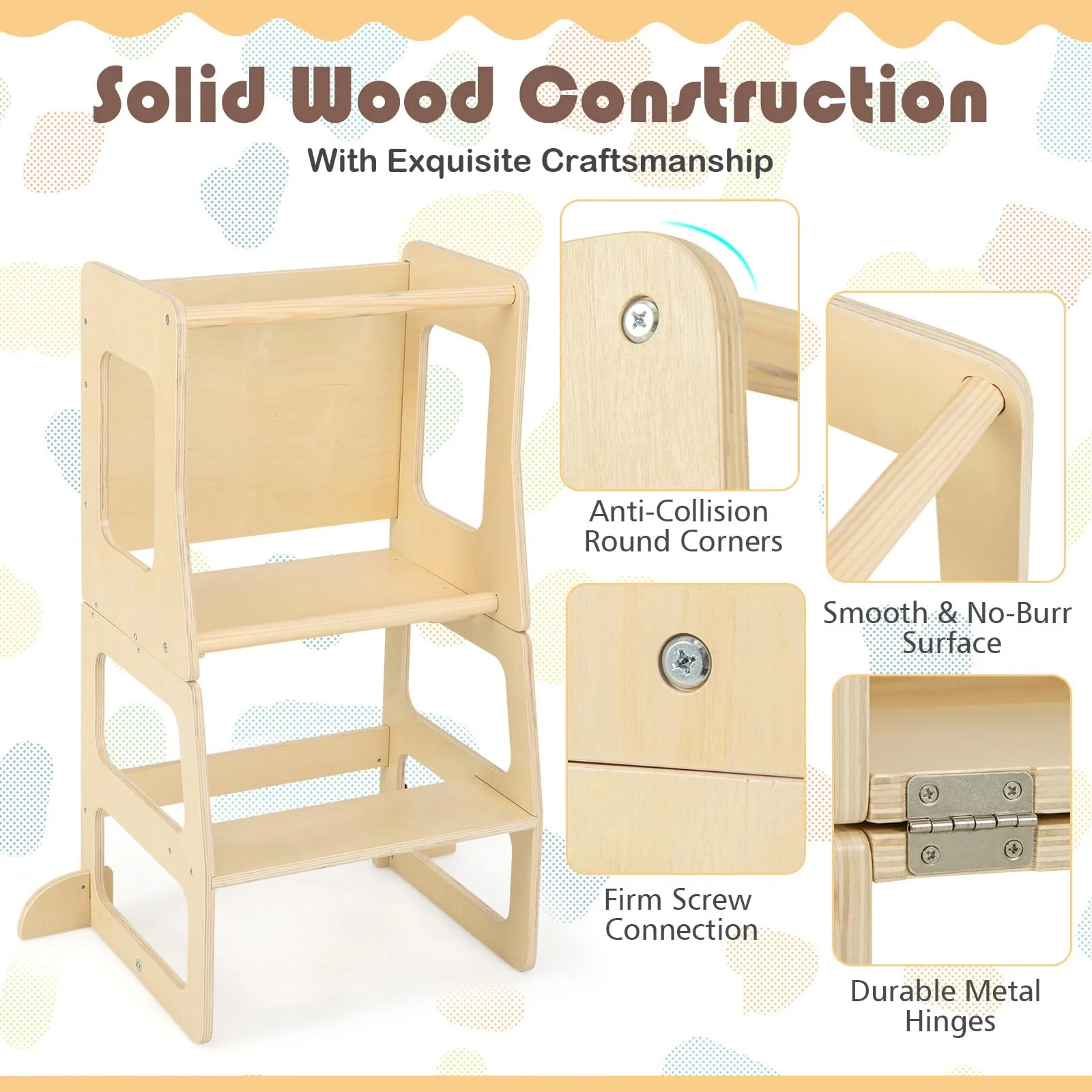 BABY JOY 3-in-1 Foldable Kitchen Standing Tower for Toddlers - Image 5