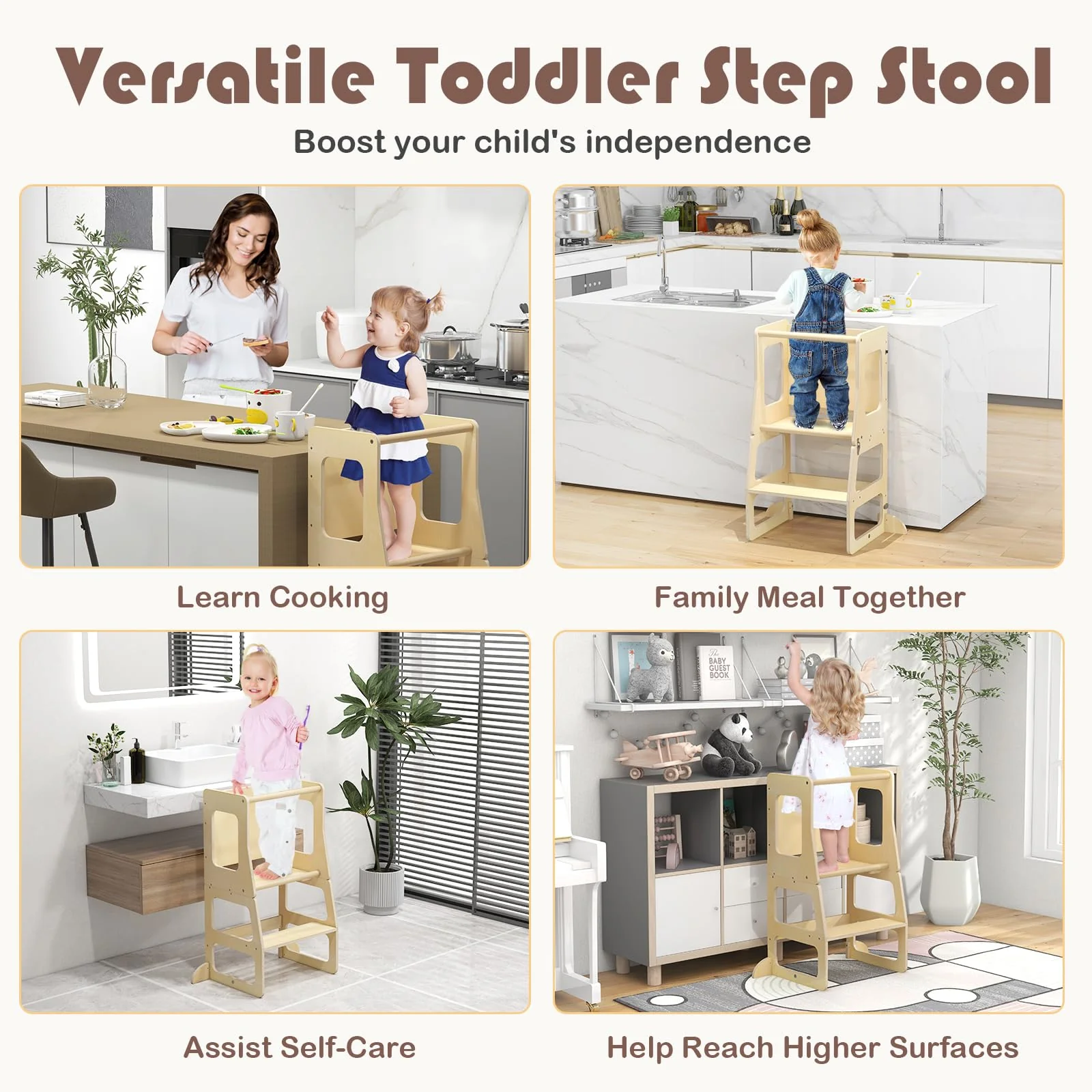 BABY JOY 3-in-1 Foldable Kitchen Standing Tower for Toddlers - Image 7