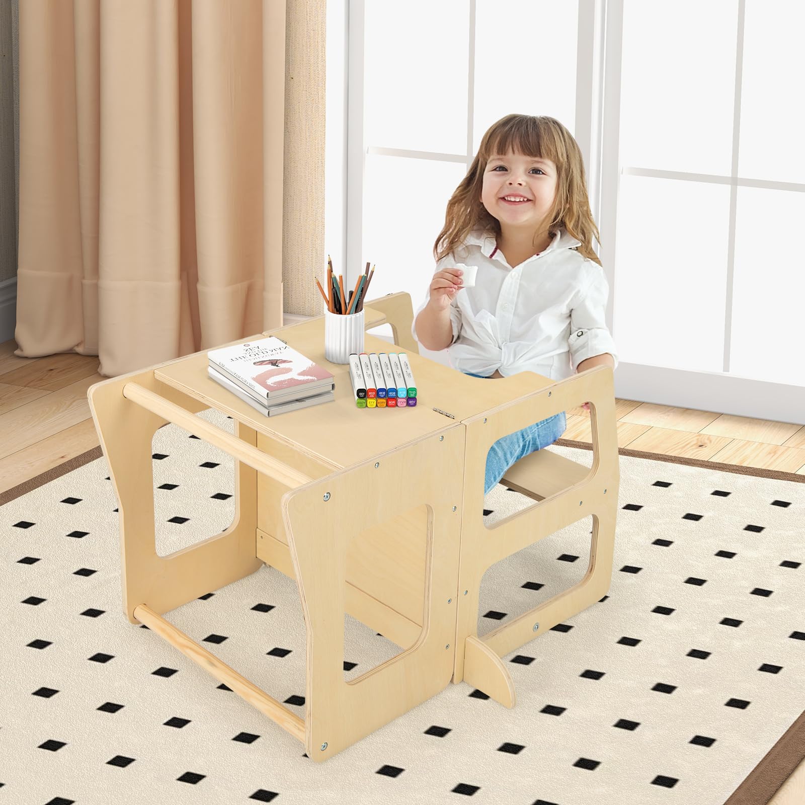 BABY JOY 3-in-1 Foldable Kitchen Standing Tower for Toddlers - Image 9