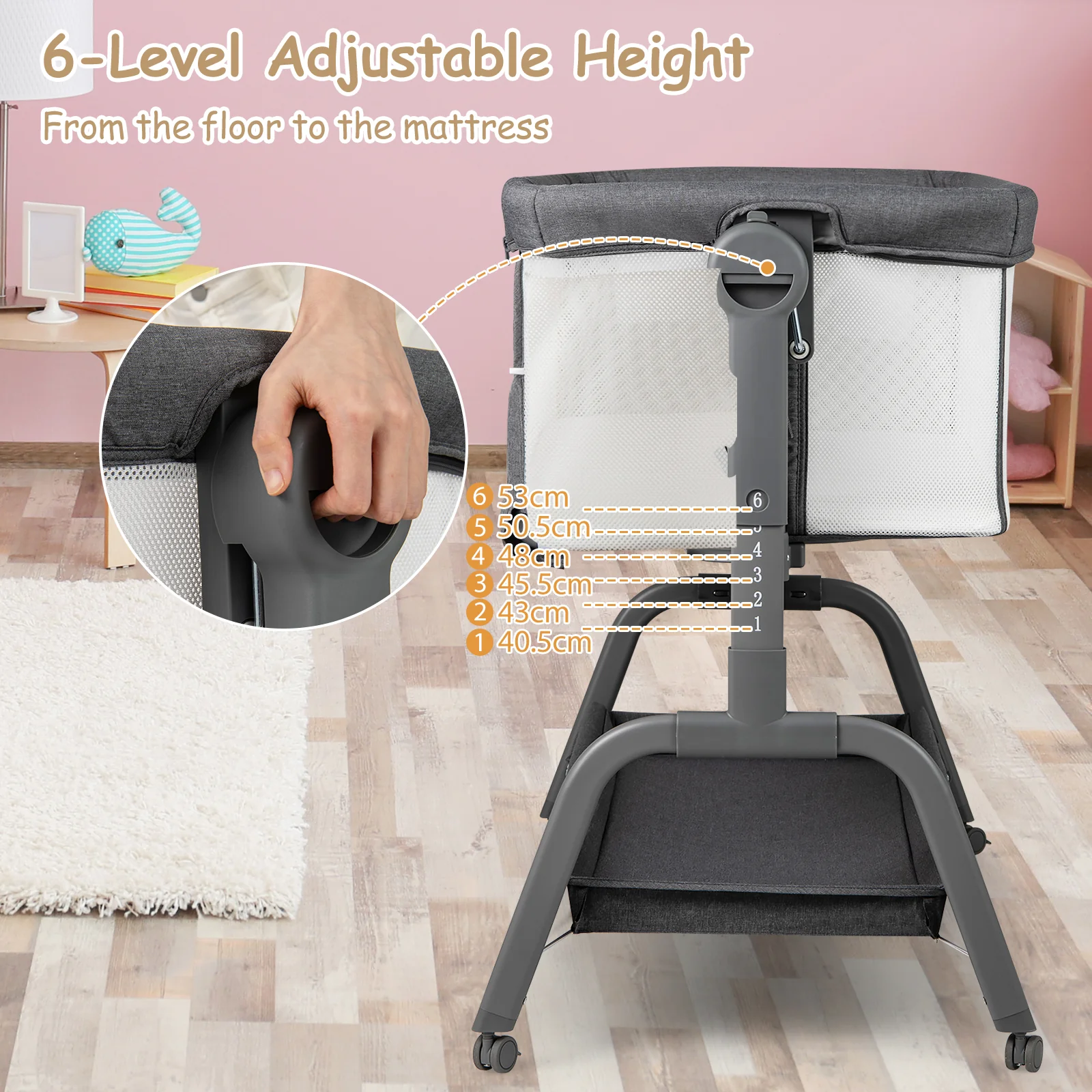 BABY JOY 4 in 1 Rocking Baby Bassinet, Newborn Infant Bedside Sleeper - Image 7