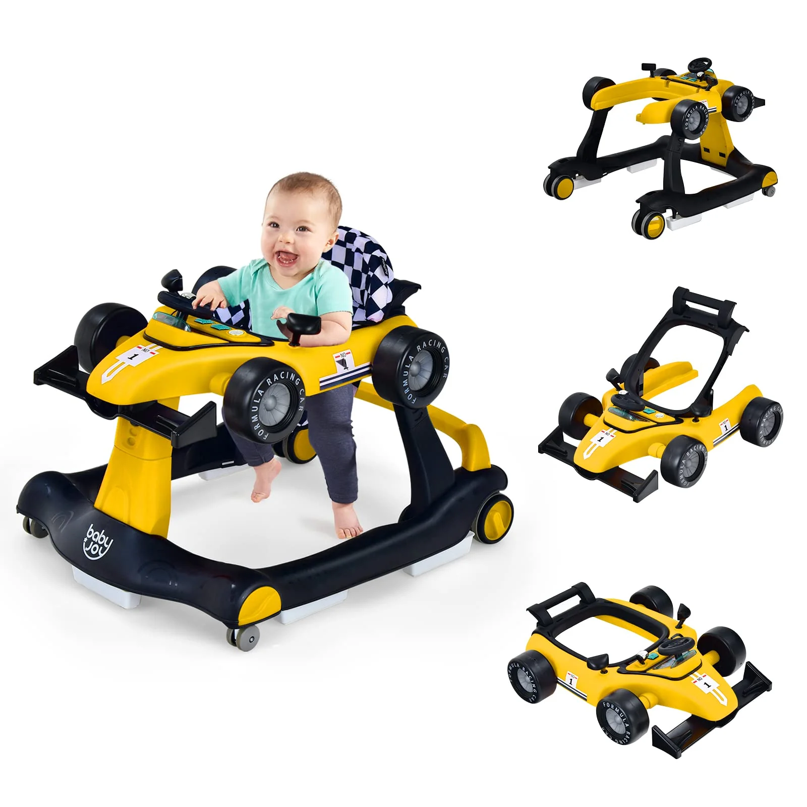 BABY JOY 4-in-1 Baby Walker, Foldable Activity Car Baby Walker - Image 16